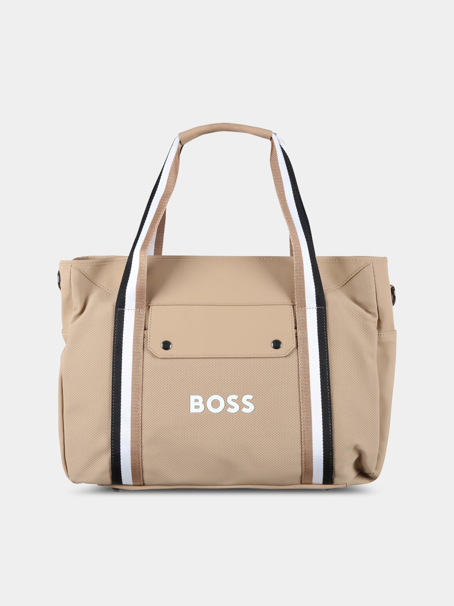 Borsa-mamma beige per neonato con patch logato,Boss,J90313 237