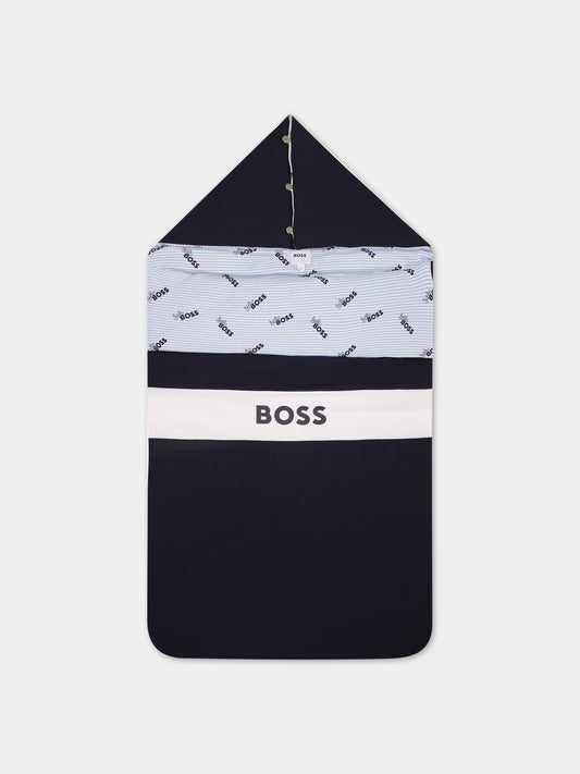Sacco- nanna blu per neonato con logo,Boss,J90320 849