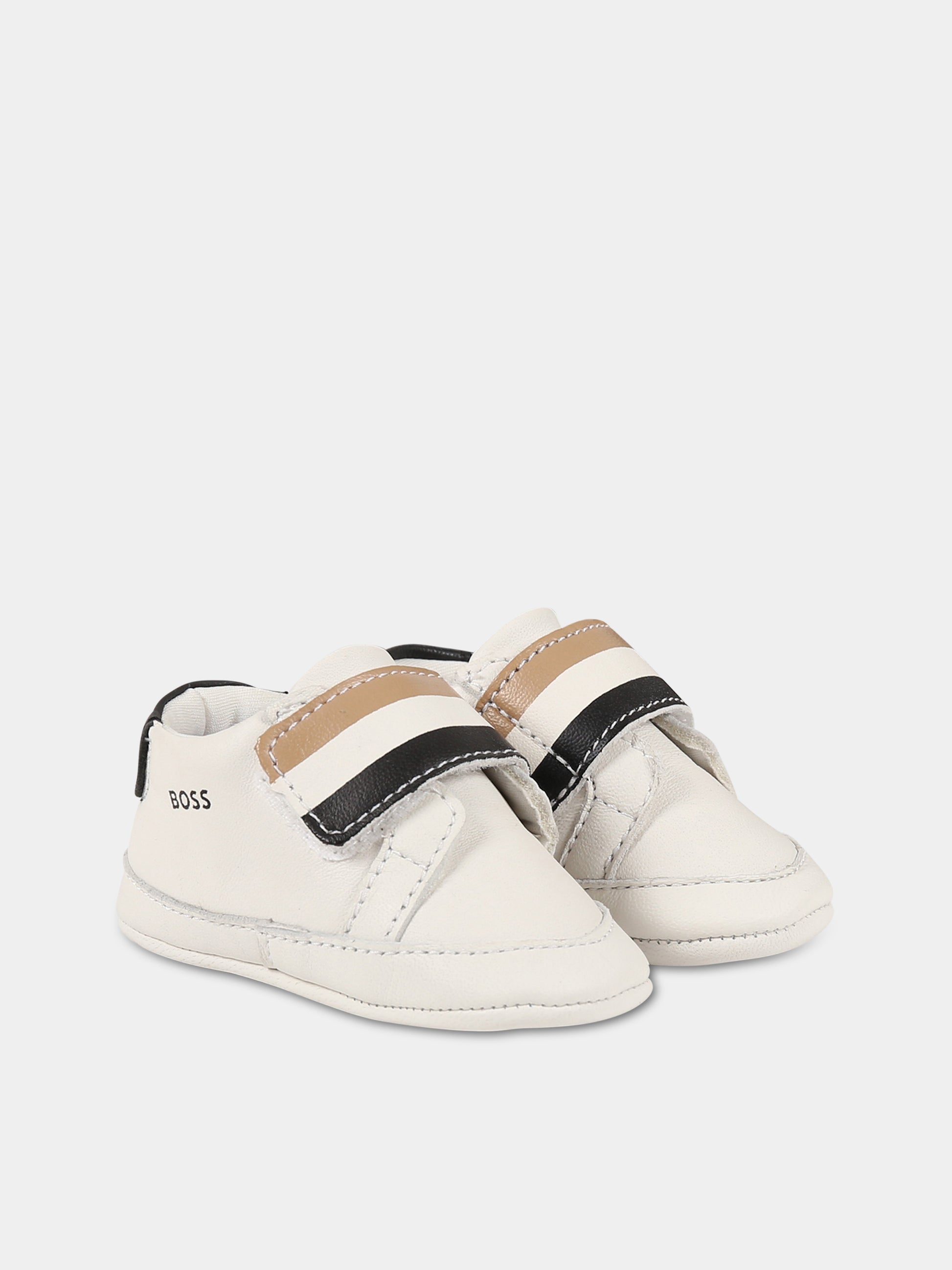 Sneakers bianco per neonato con logo,Boss,J99125 10P