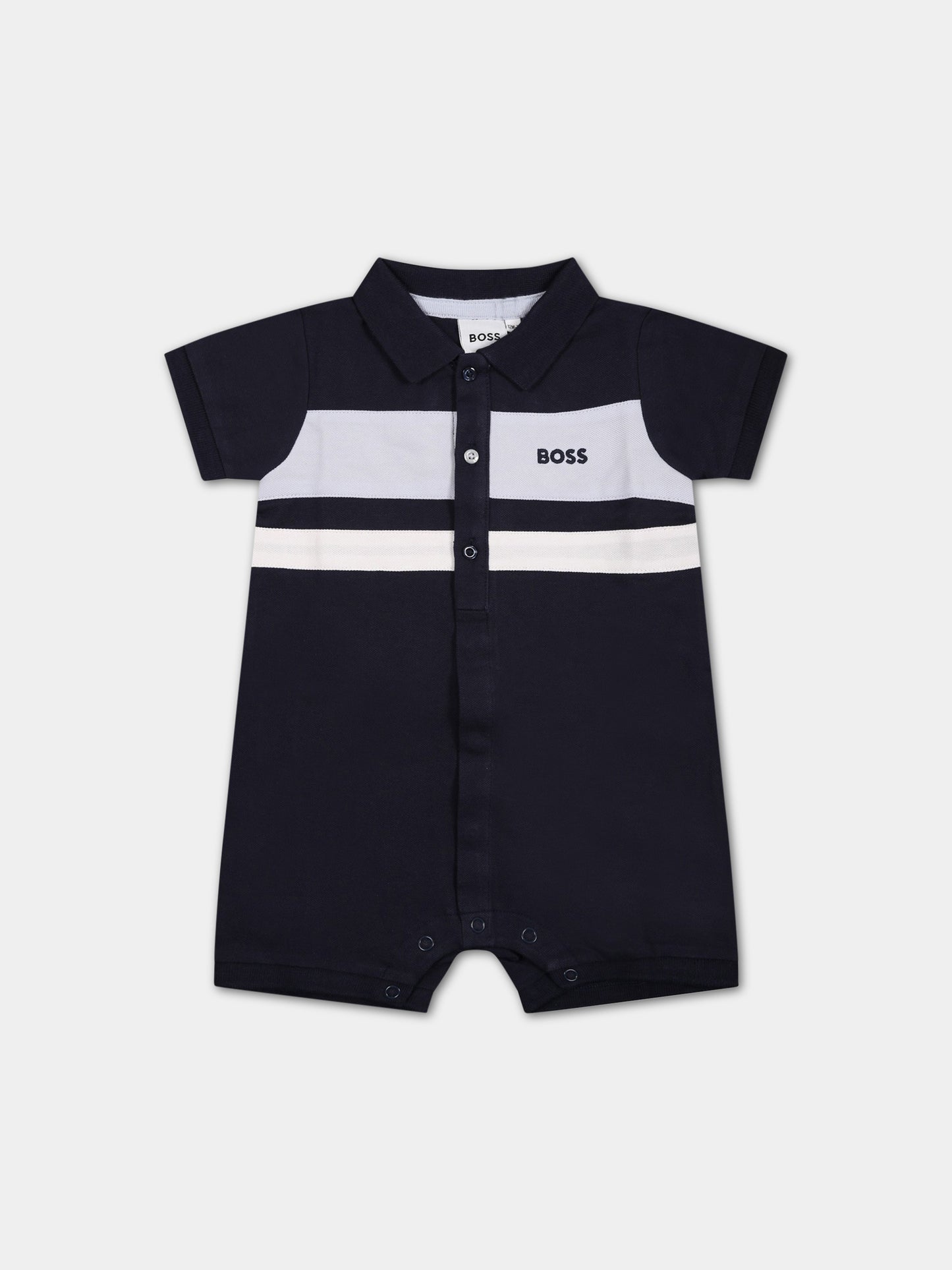 Pagliaccetto blu per neonato con logo,Boss,J94339 849