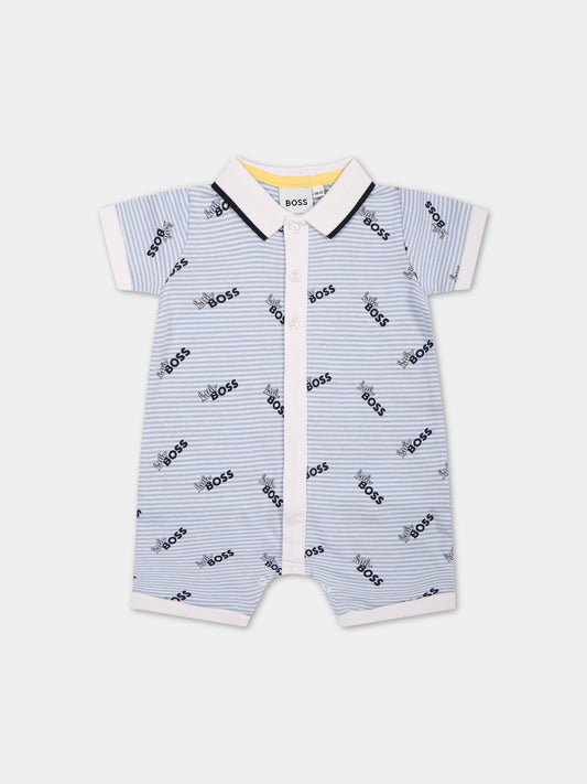 Pagliaccetto celeste per neonato con scritta  little Boss ,Boss,J94341 77A