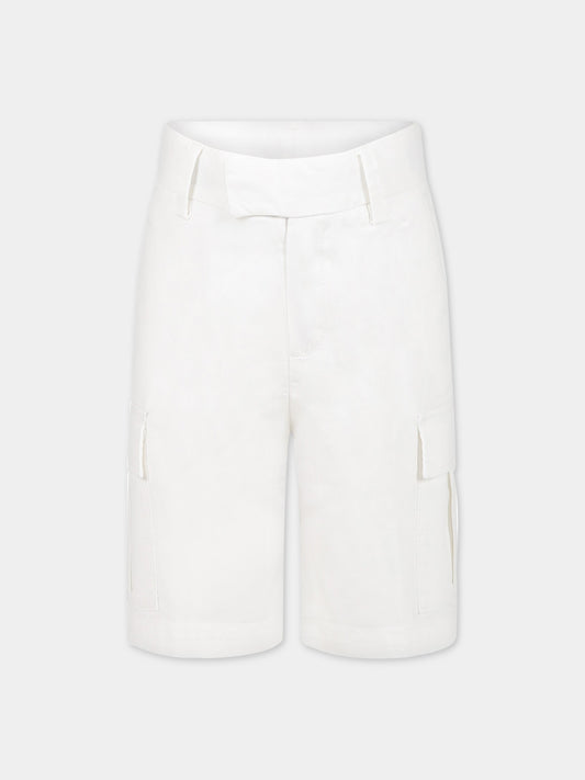 Shorts bianchi per bambino con logo,Boss,J24814 10P