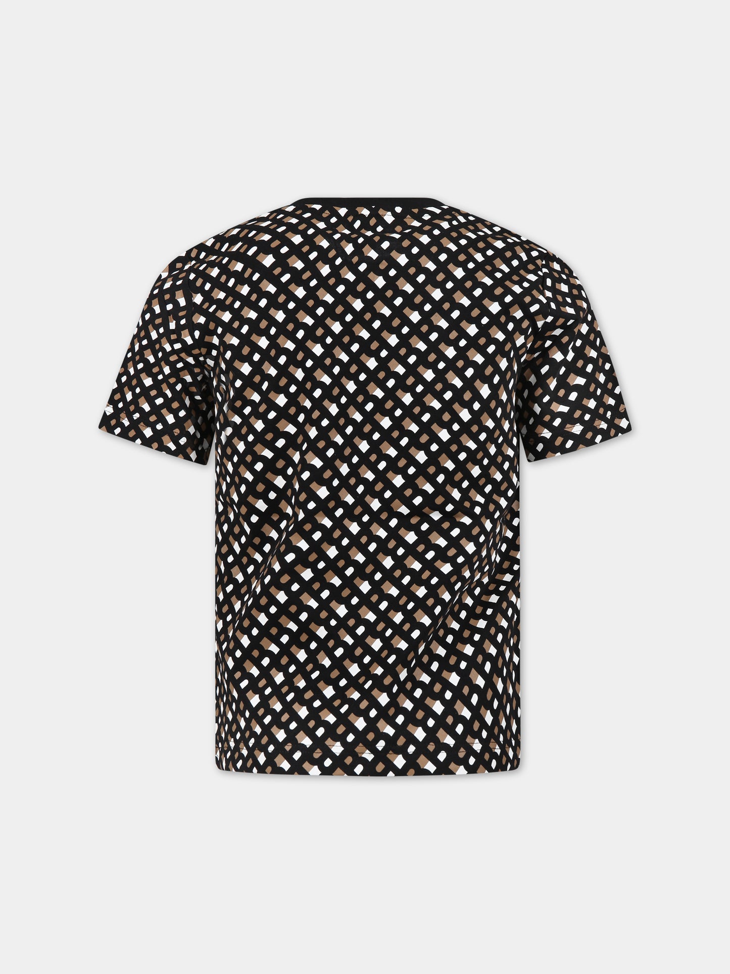 T-shirt nera per bambino con logo all-over,Boss,J25O12 M13