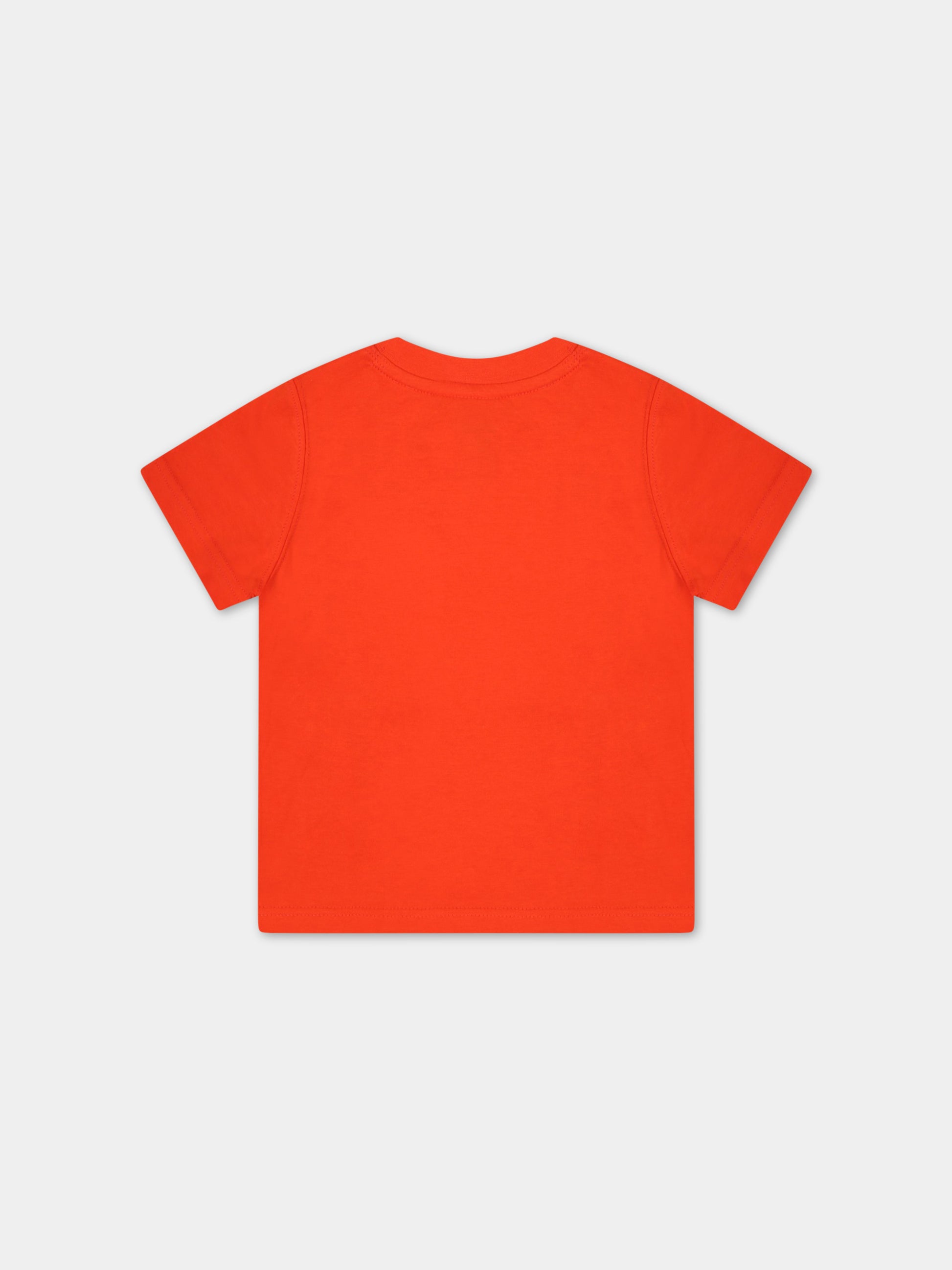 T-shirt arancione per neonato con logo bianco,Timberland,T05K87 40A