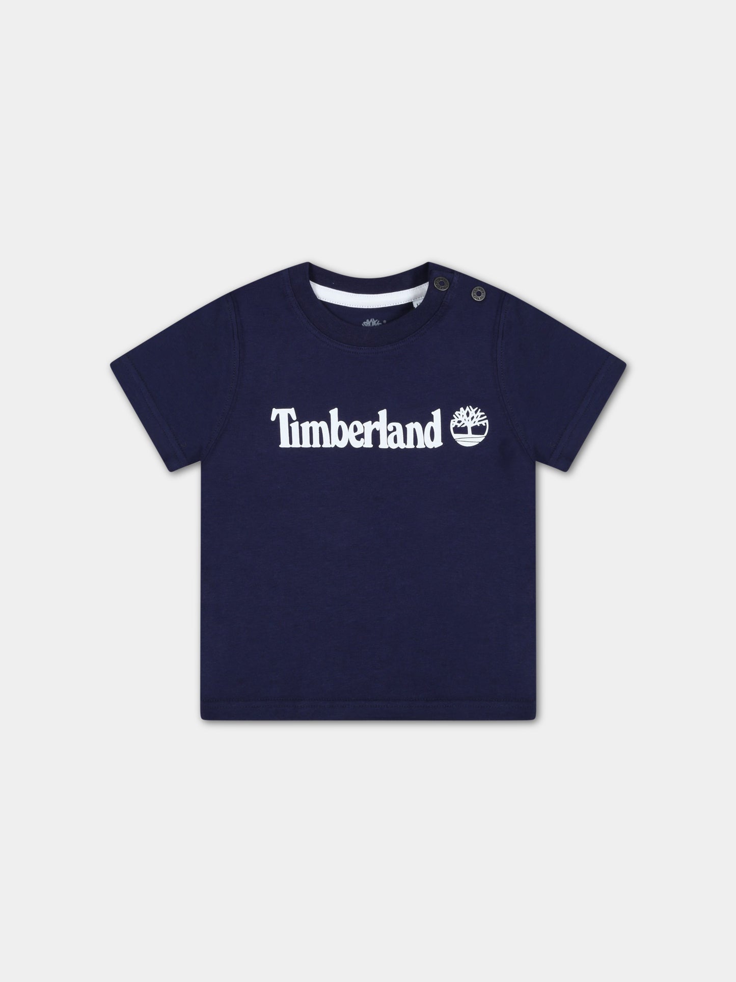 T-shirt blu per neonato con logo bianco,Timberland,T05K87 85T