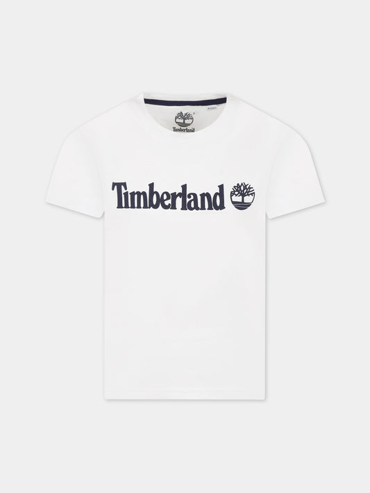 T-shirt bianca per bambino con logo,Timberland,T25T77 10P