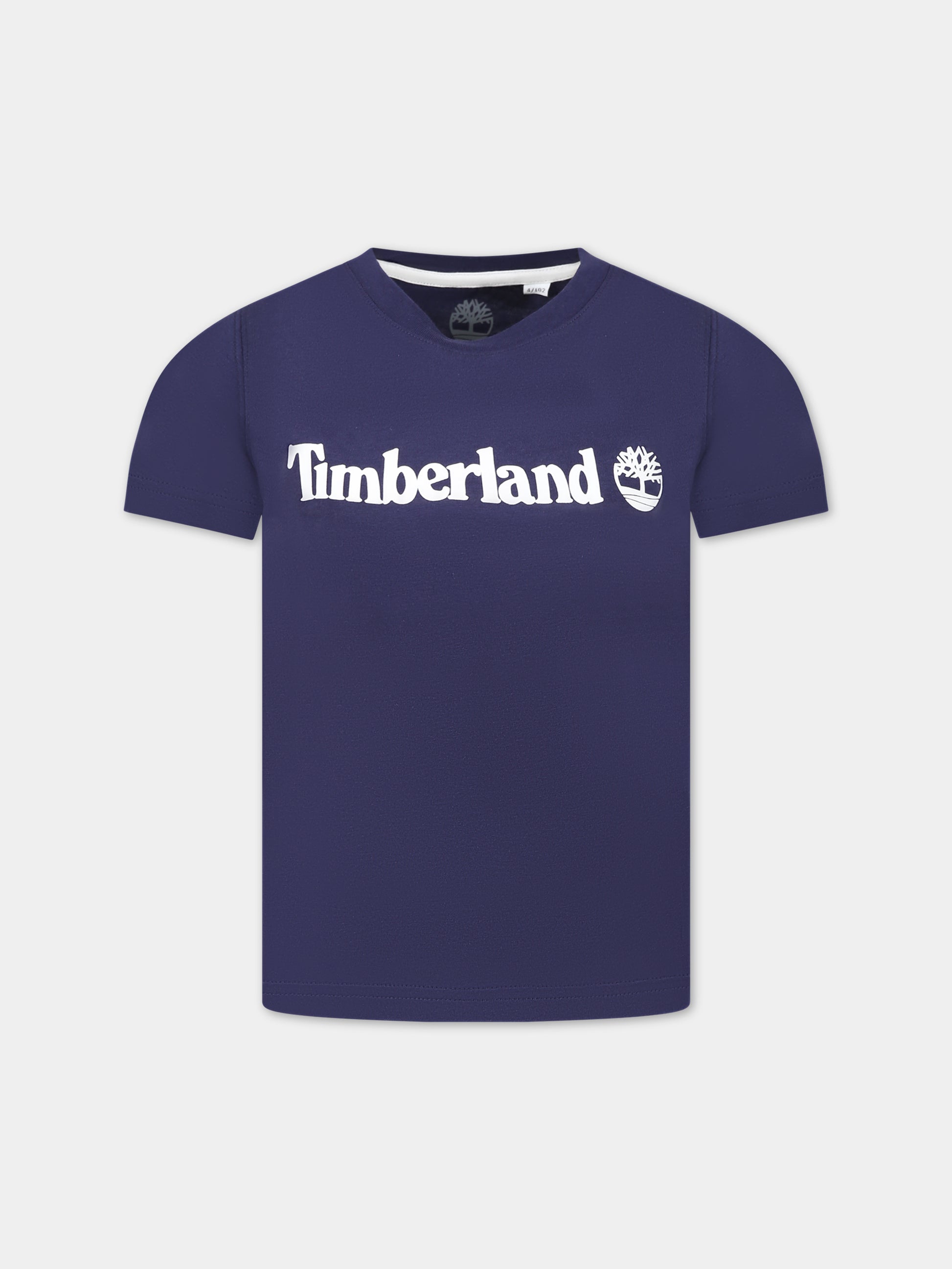 T-shirt blu per bambino con logo,Timberland,T25T77 85T