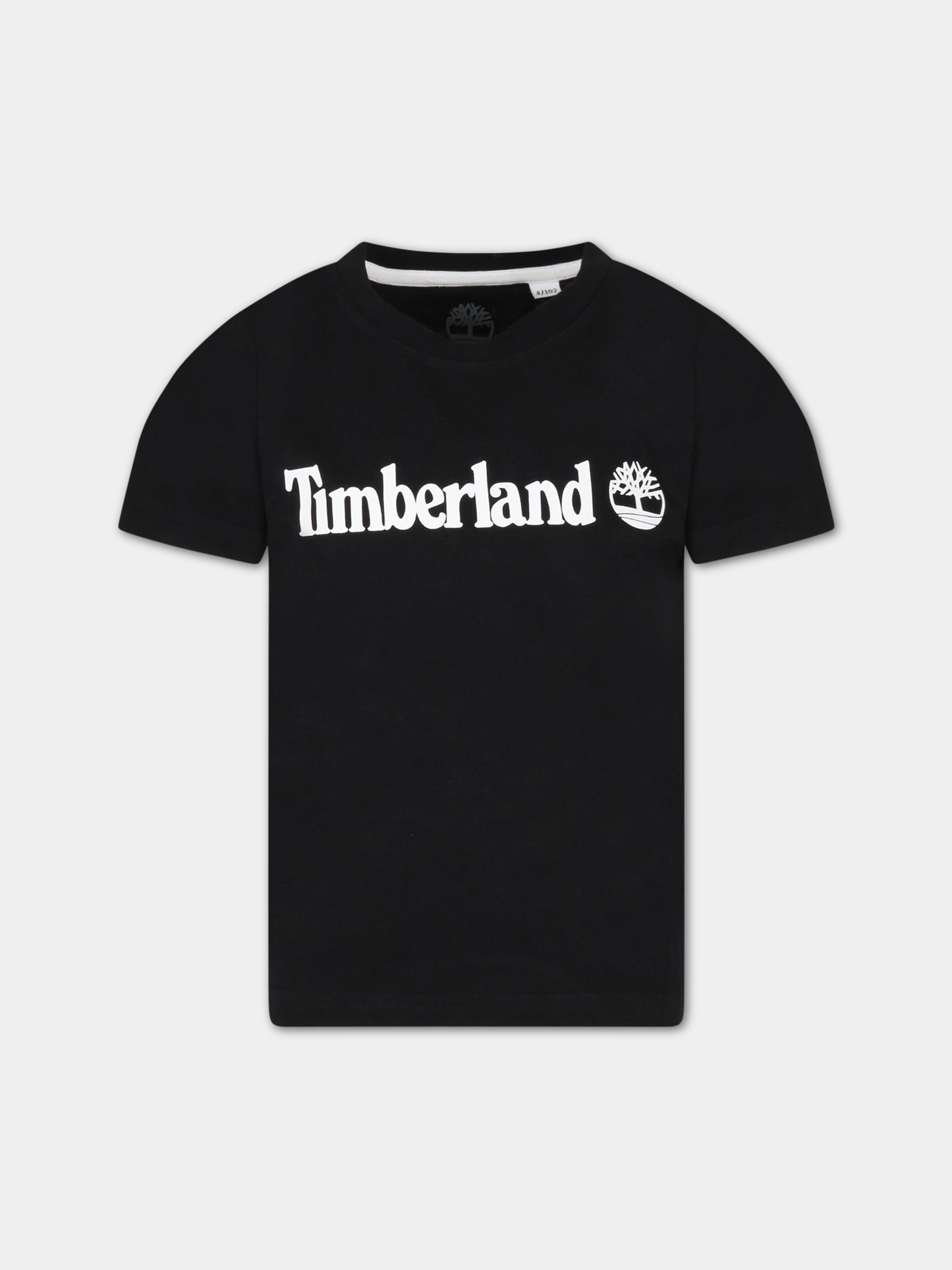 T-shirt nera per bambino con logo bianco,Timberland,T25T77 09B