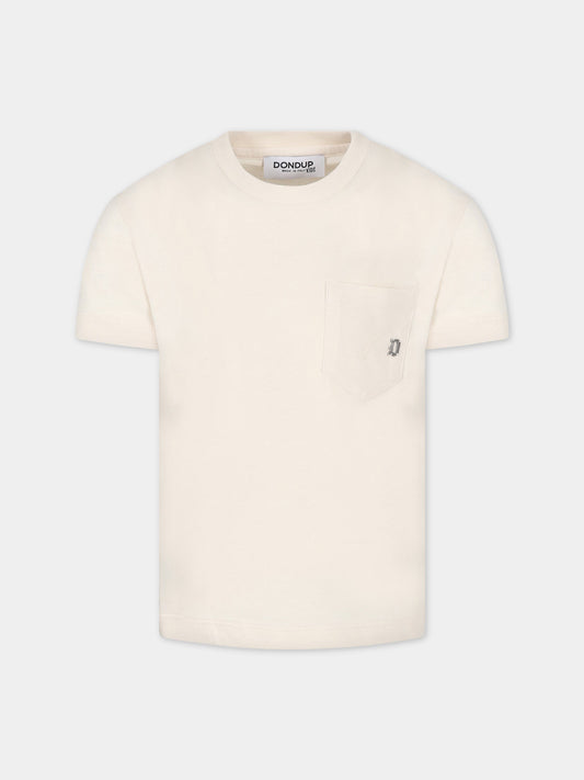 T-shirt avorio per bambino con logo,Dondup Kids,DMTS106C JF65 6007