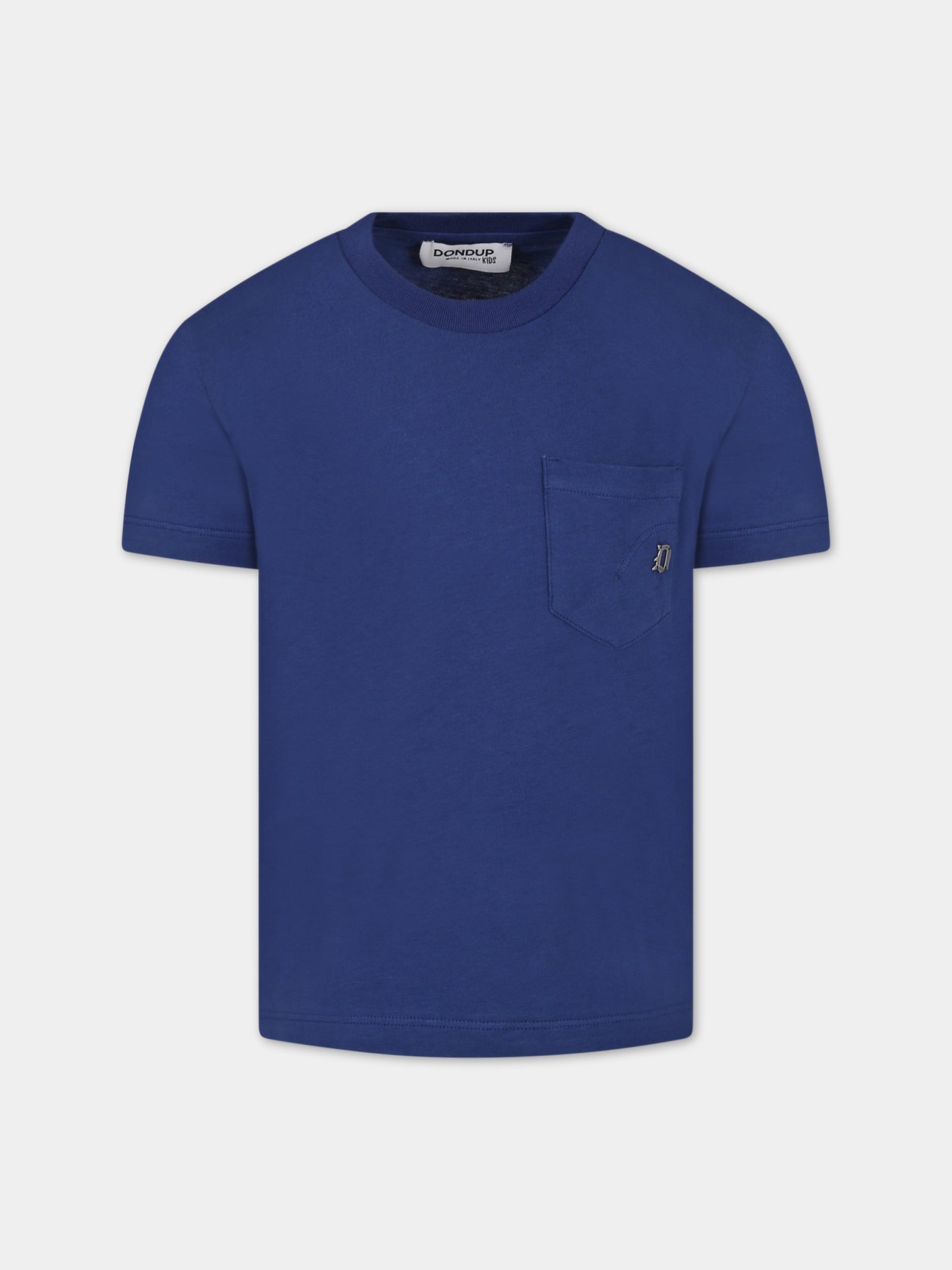 T-shirt blu per bambino con logo,Dondup Kids,DMTS106C JF65 4005