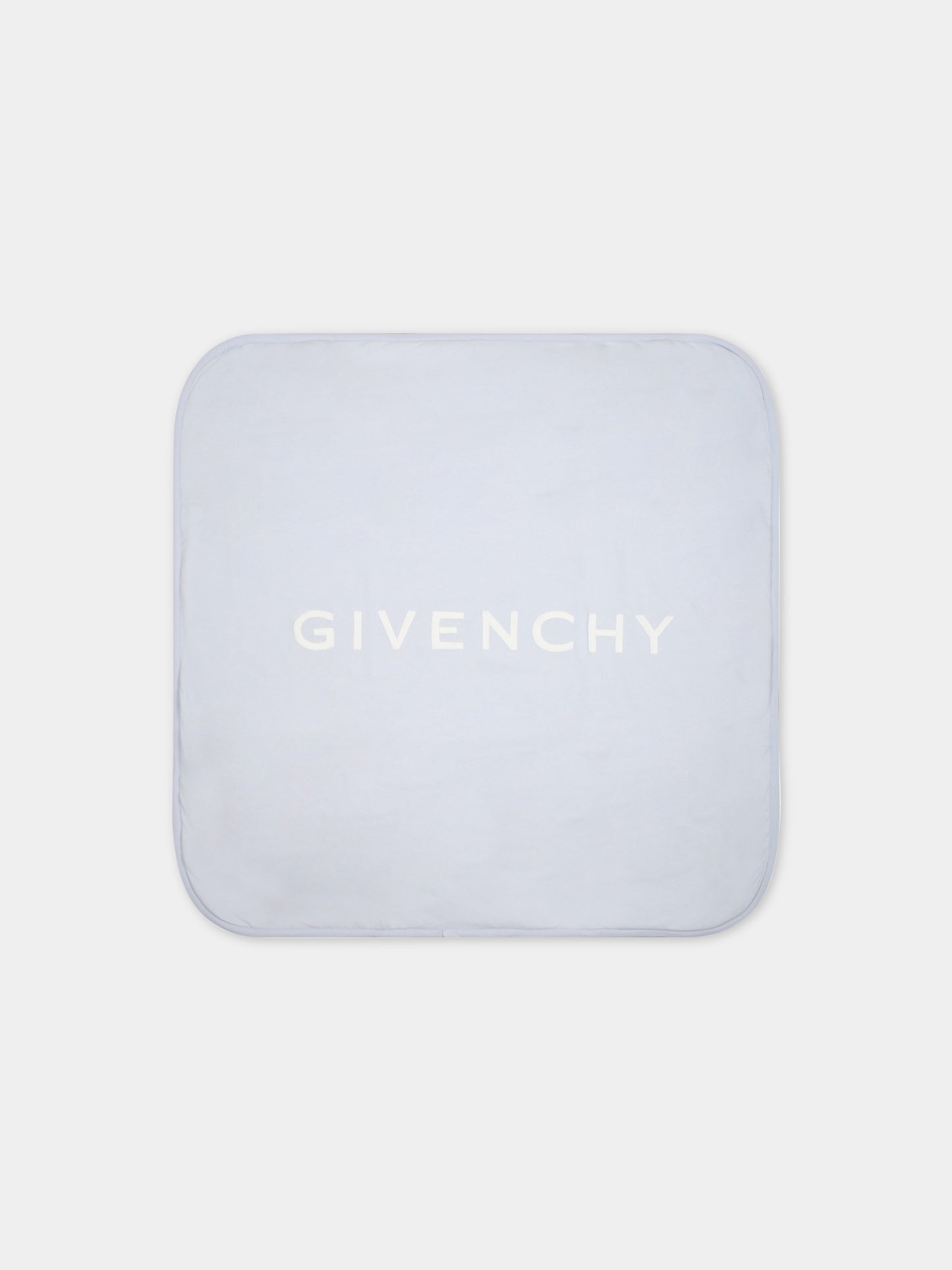 Coperta celeste per neonato con logo bianco,Givenchy Kids,H90163 771