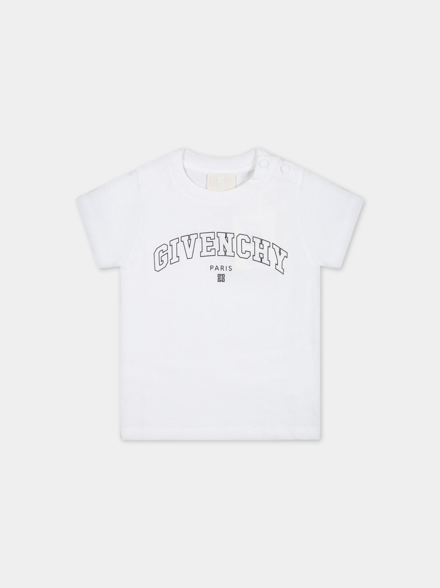T-shirt bianca per neonati con logo nero,Givenchy Kids,H05248 10P