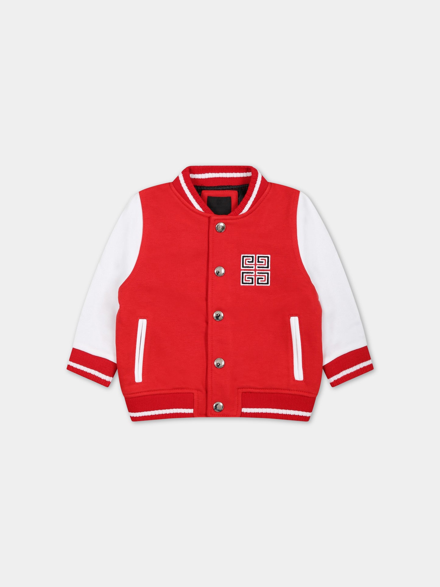 Bomber rosso per neonato con logo,Givenchy Kids,H05265 991