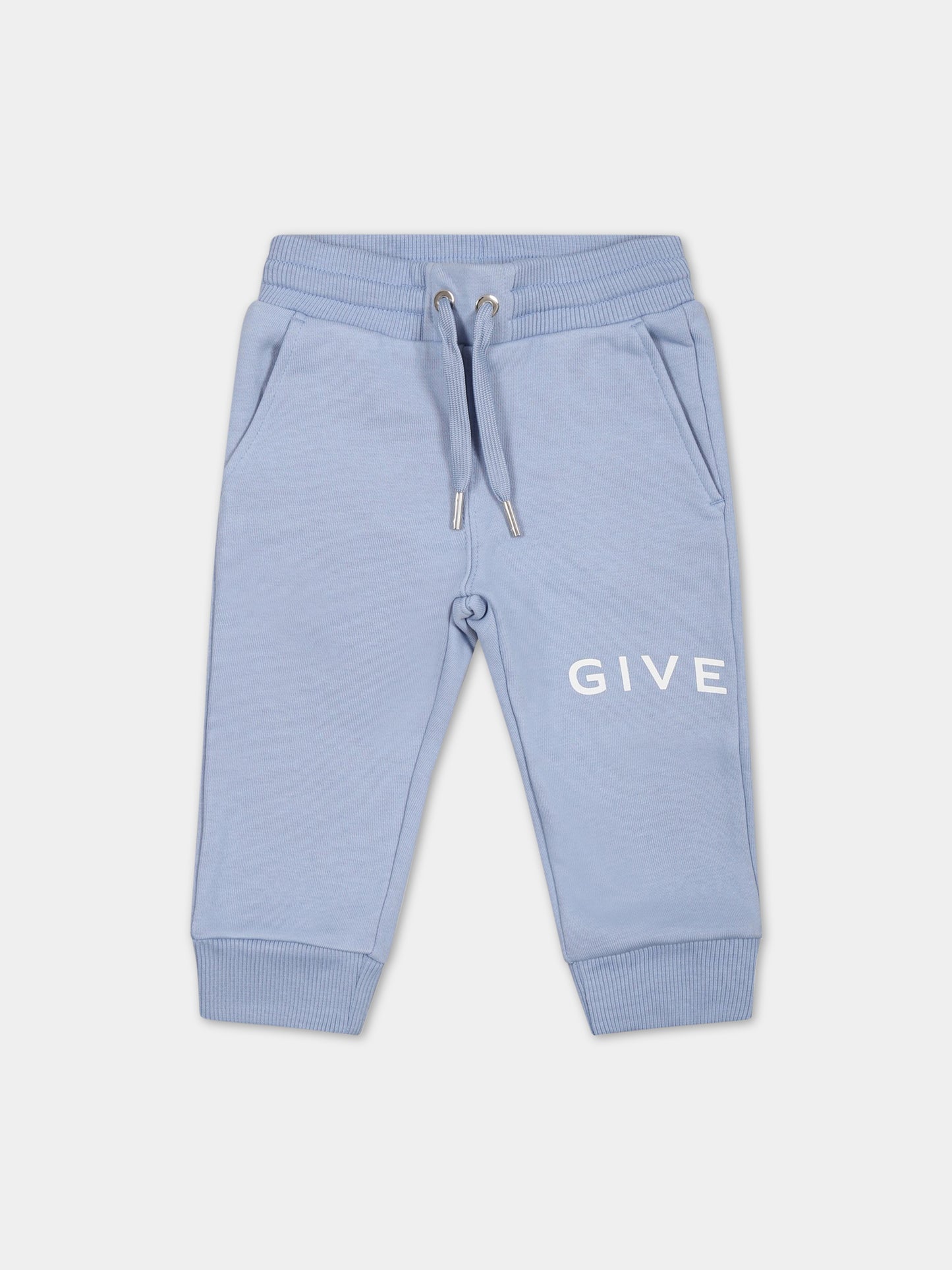 Pantalone azzurro per neonato con logo,Givenchy Kids,H04153 790