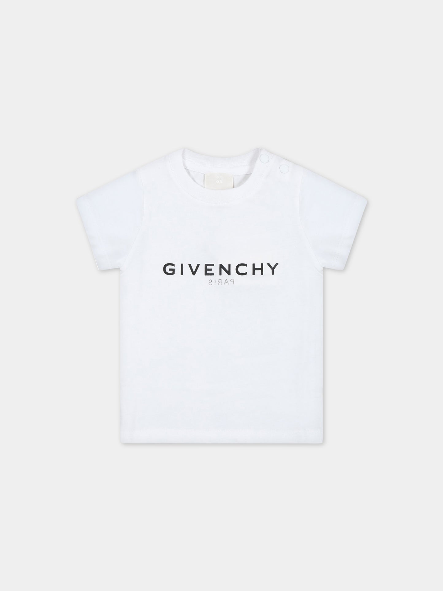 T-shirt bianca per neonati con logo nero,Givenchy Kids,H05246 10P