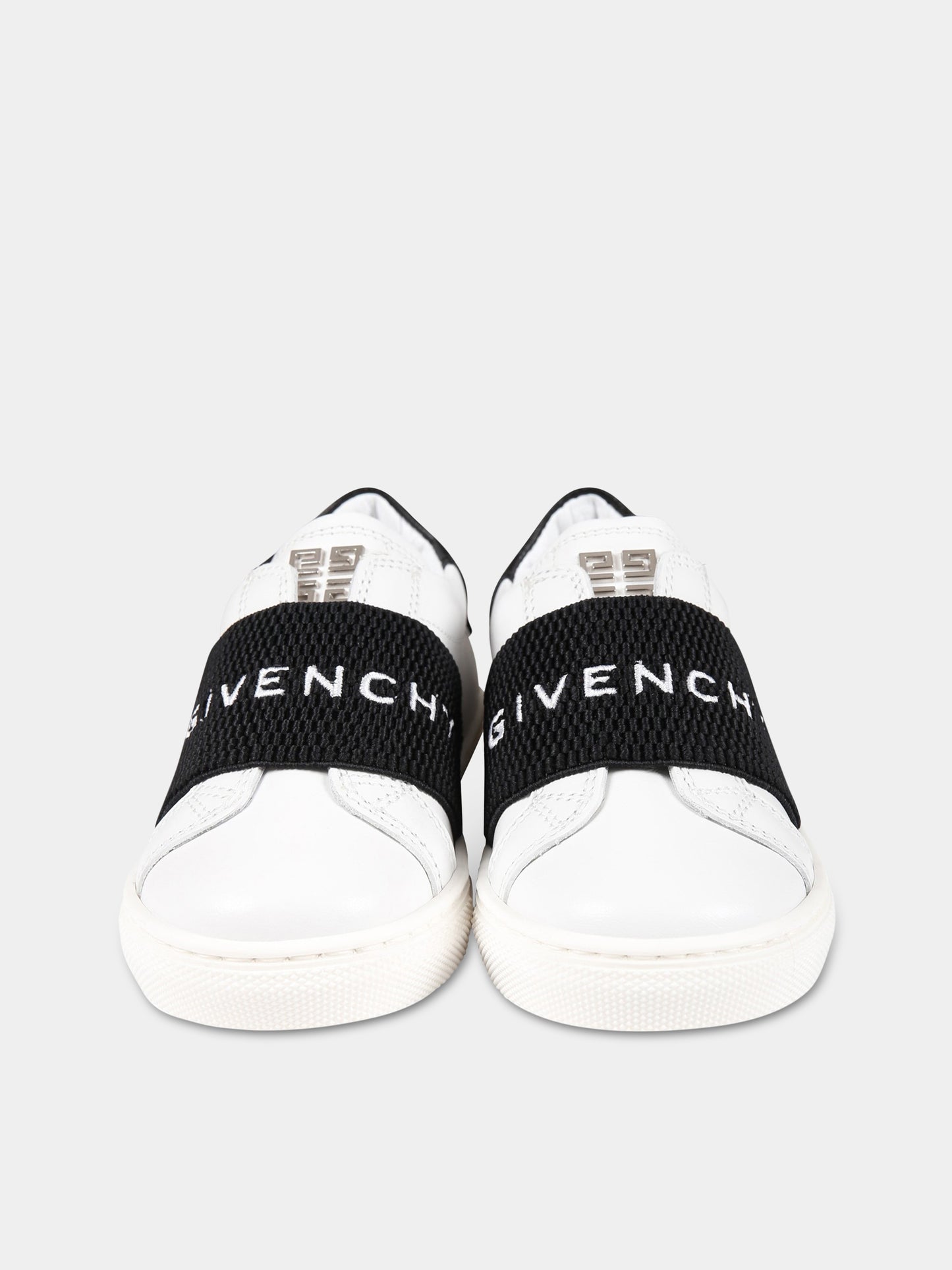 Sneakers bianche per neonato con fascia nera logata,Givenchy Kids,H29083 10P