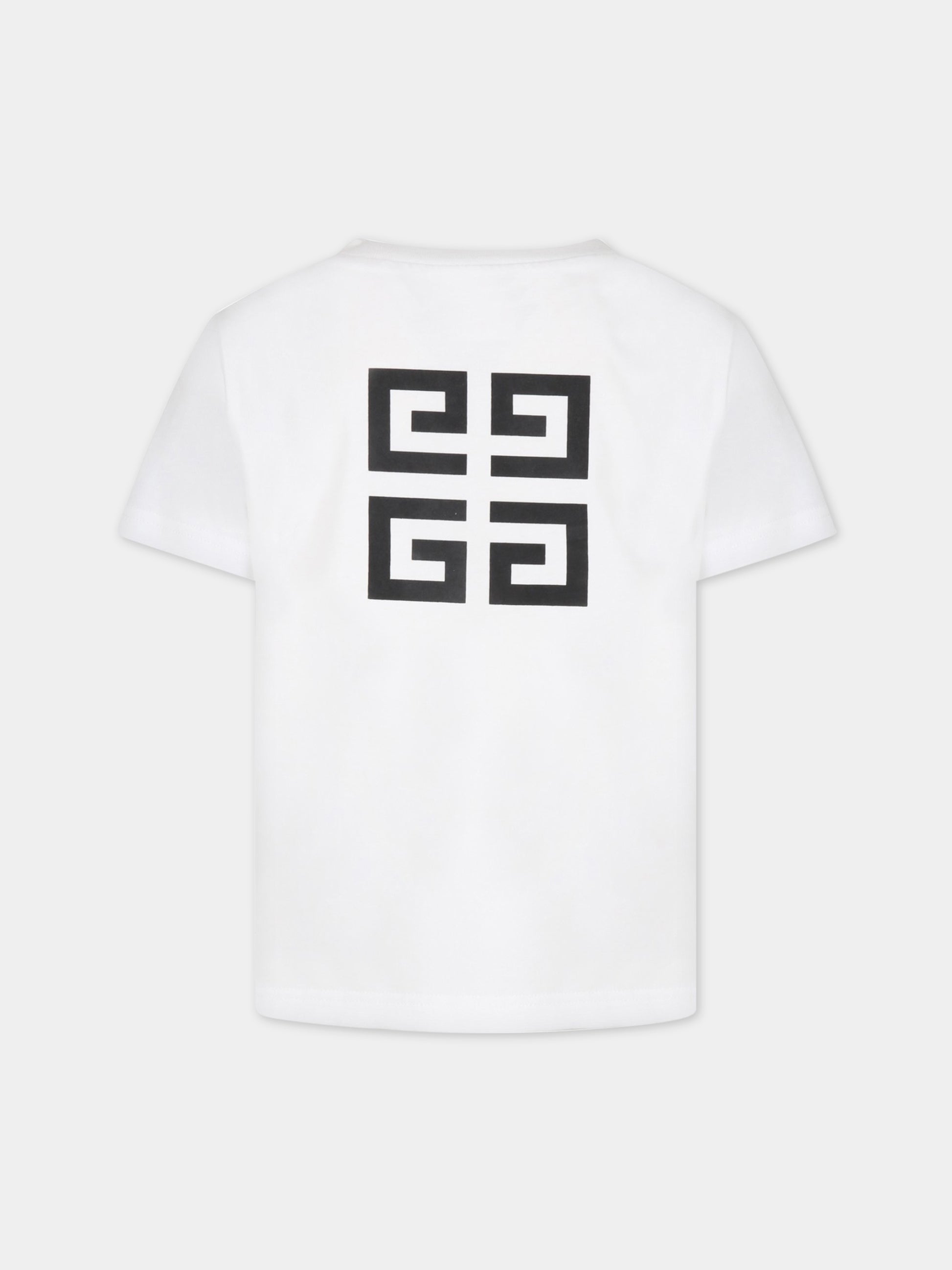 T-shirt bianca per bambino con logo nero,Givenchy Kids,H25406 10P