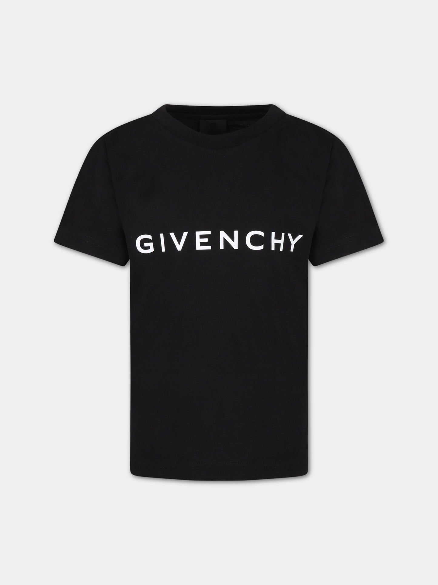 T-shirt nera per bambino con logo bianco,Givenchy Kids,H25406 09B