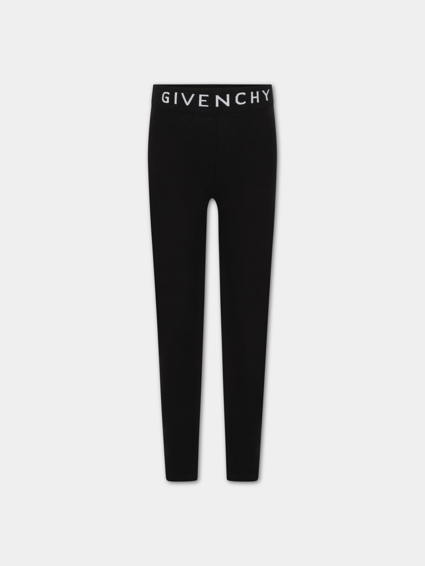 Leggings neri per bambina con logo bianco,Givenchy Kids,H14194 09B