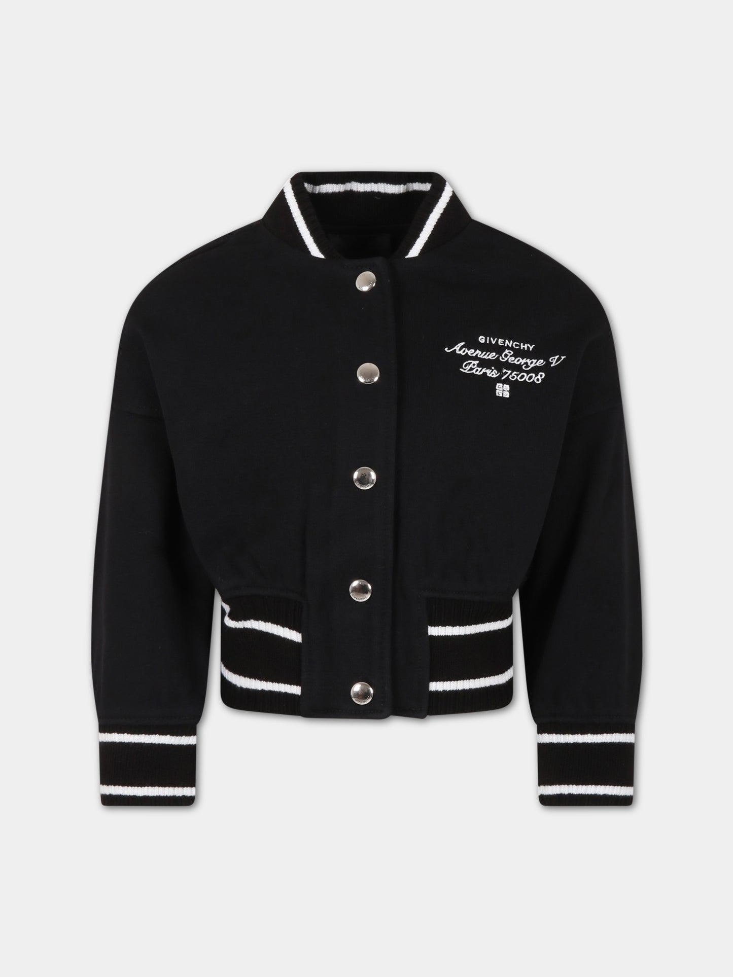 Bomber nero per bambina con logo,Givenchy Kids,H15313 09B