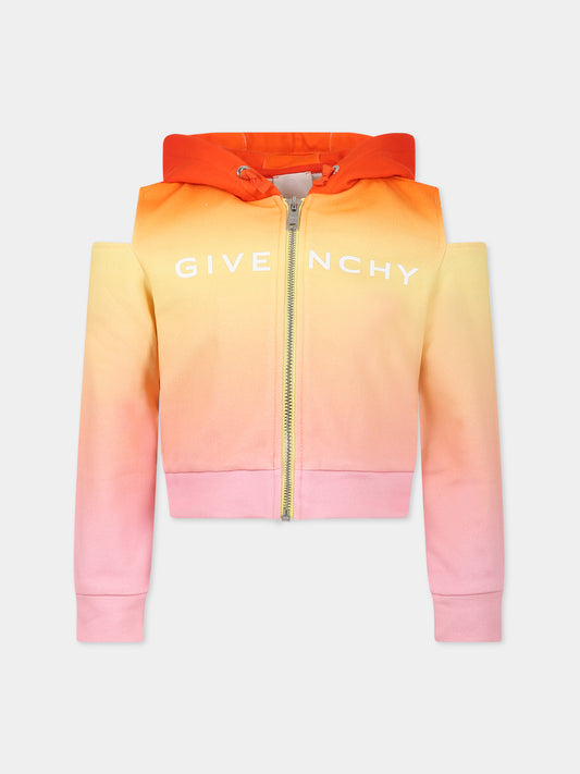 Felpa multicolor per bambina con logo e motivo 4G,Givenchy Kids,H15316 Z40