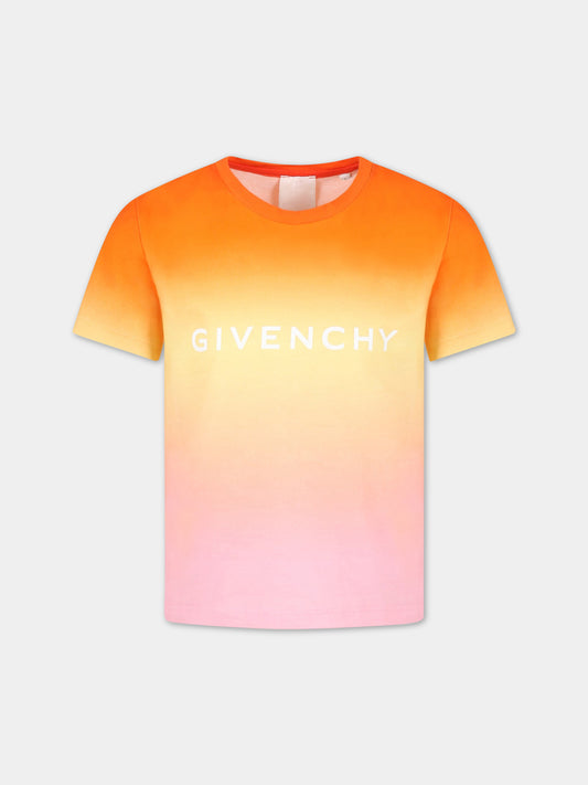 T-shirt multicolor per bambina con logo,Givenchy Kids,H15305 Z40