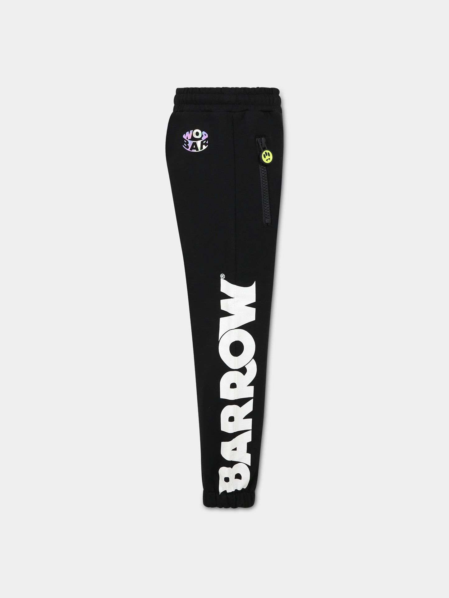 Pantaloni nero per bambini con logo e iconico smile,Barrow,033035 110