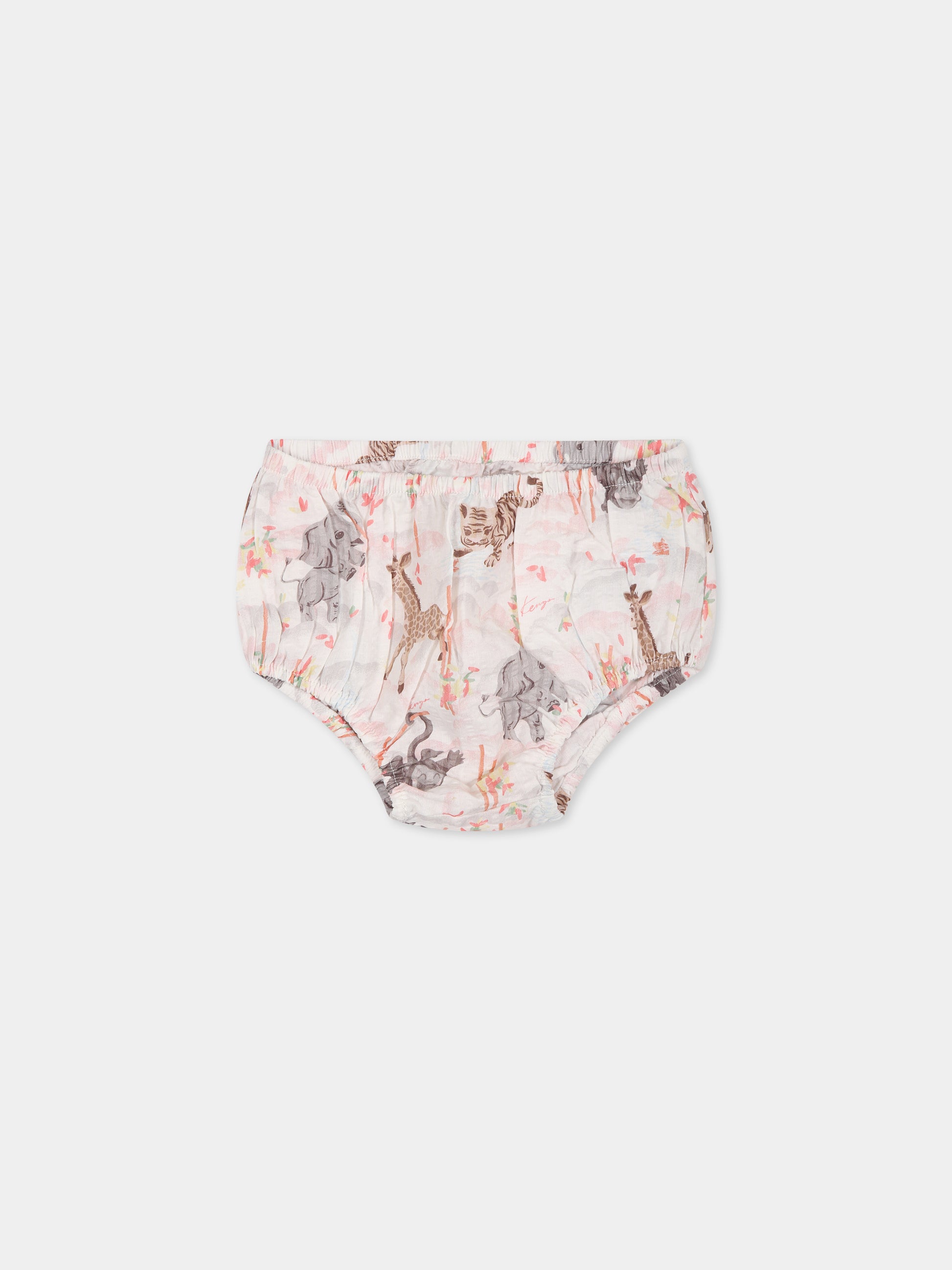 Completo multicolor per neonata con stampa animali e logo all-over,Kenzo Kids,K98113 10P