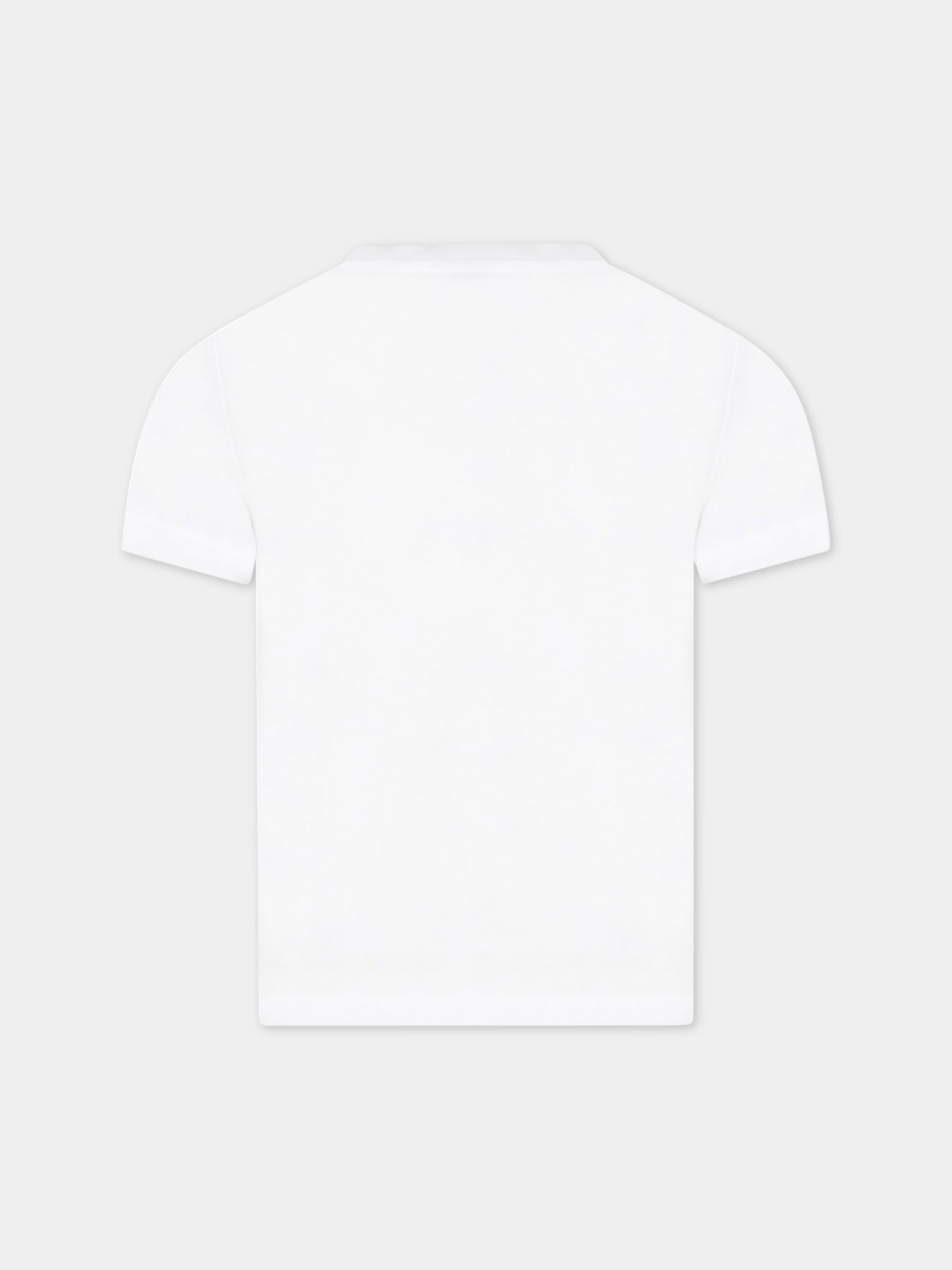 T-shirt bianca per bambina con elefante e logo,Kenzo Kids,K15619 10P