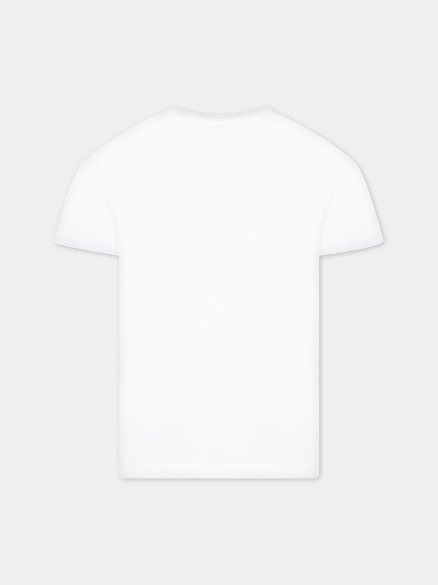 T-shirt bianca per bambino con iconica tigre  e logo,Kenzo Kids,K25803 10P