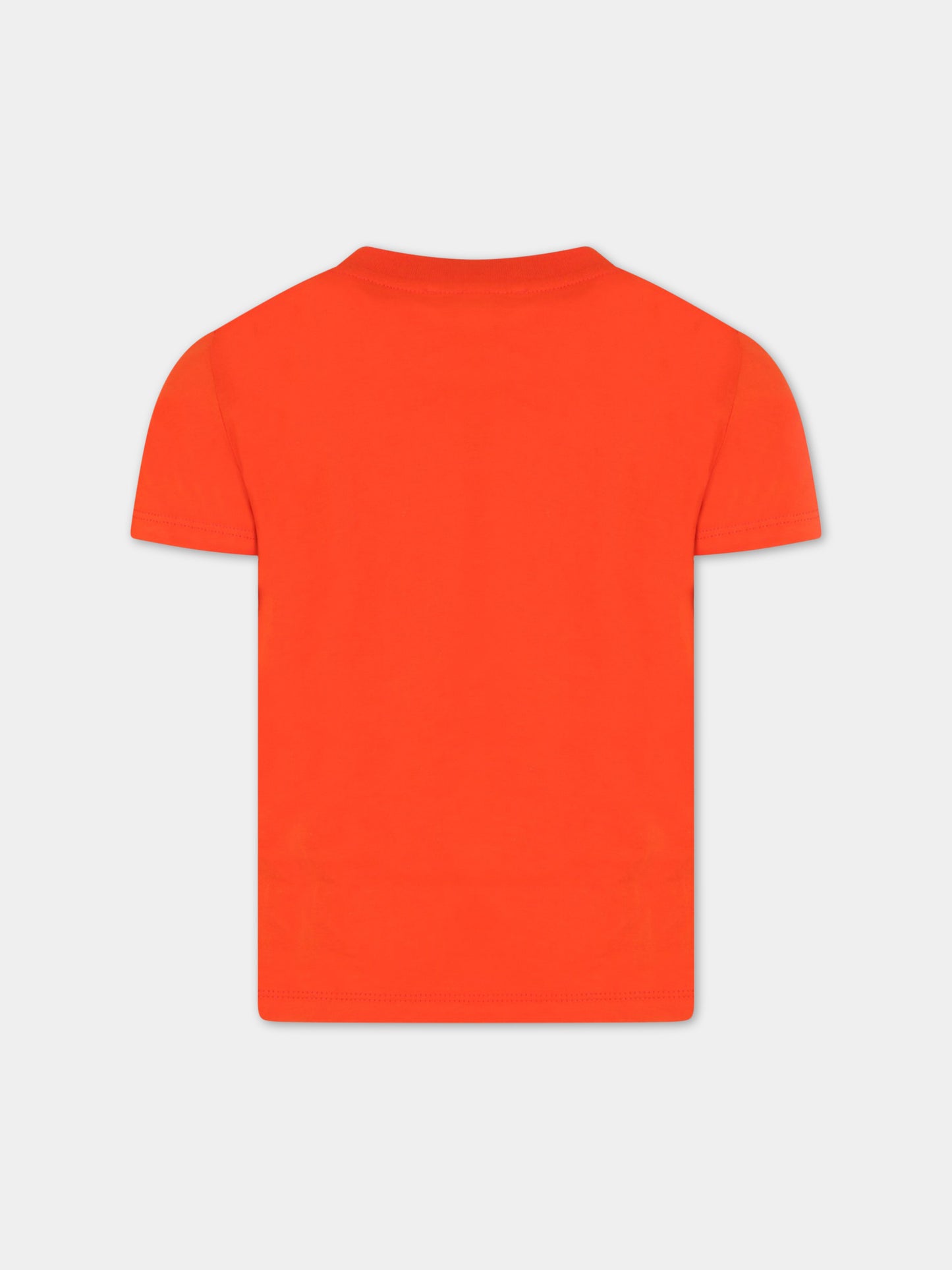T-shirt arancione  per bambino con tigre e logo,Kenzo Kids,K25782 987