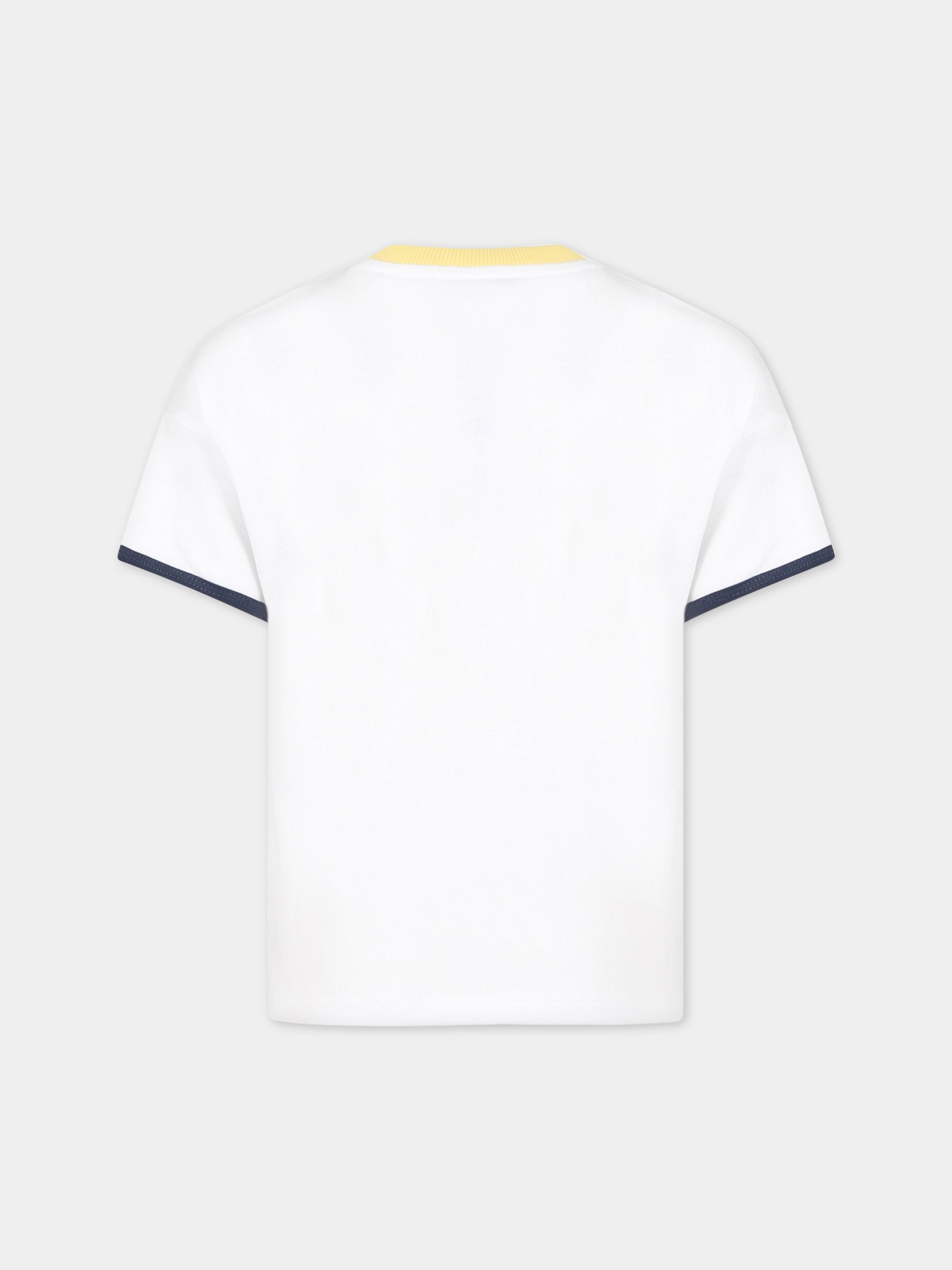 T-shirt bianca per bambino con iconica tigre  e logo,Kenzo Kids,K25804 10P