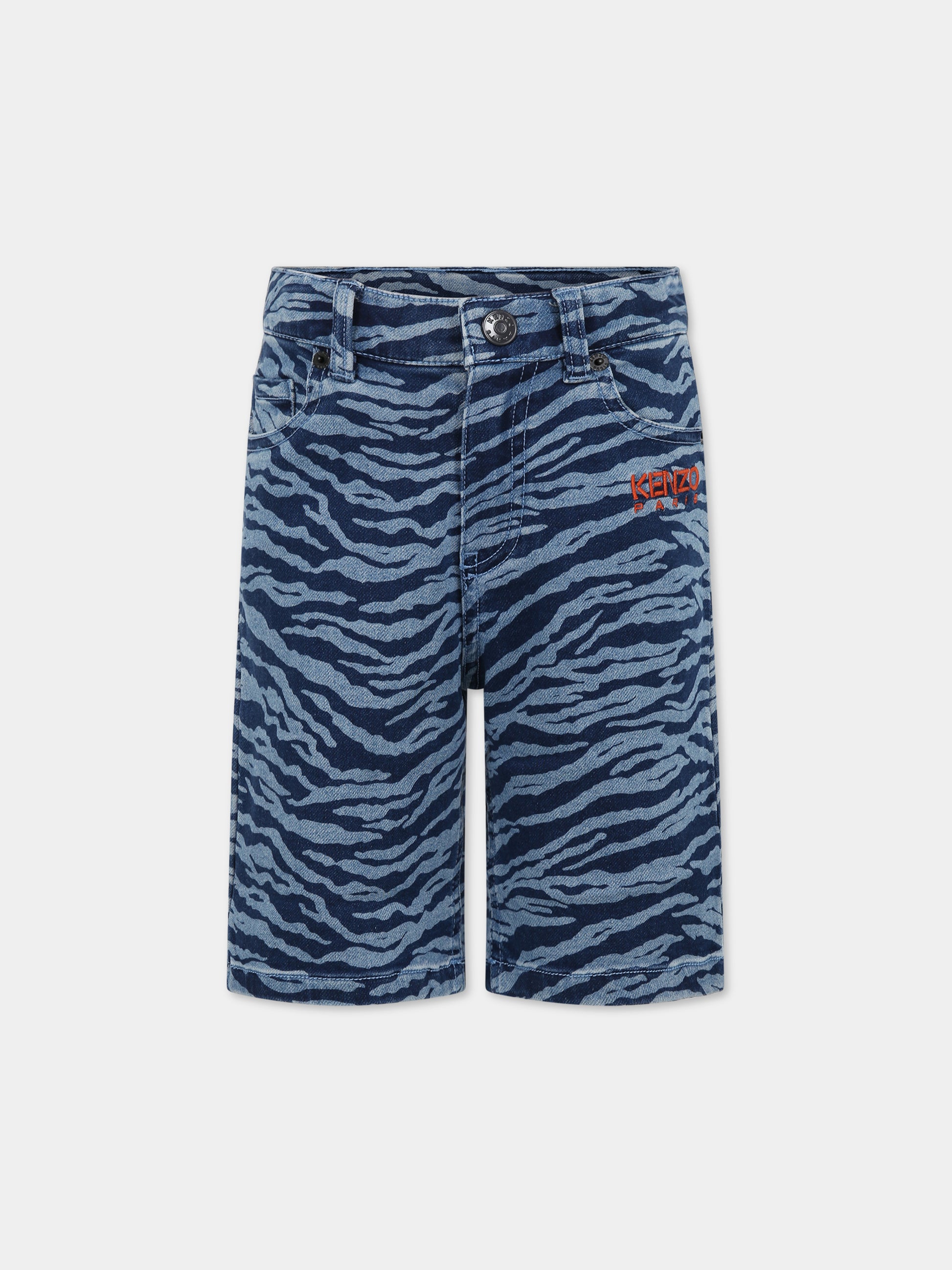 Short blu per bambino con logo,Kenzo Kids,K24309 805