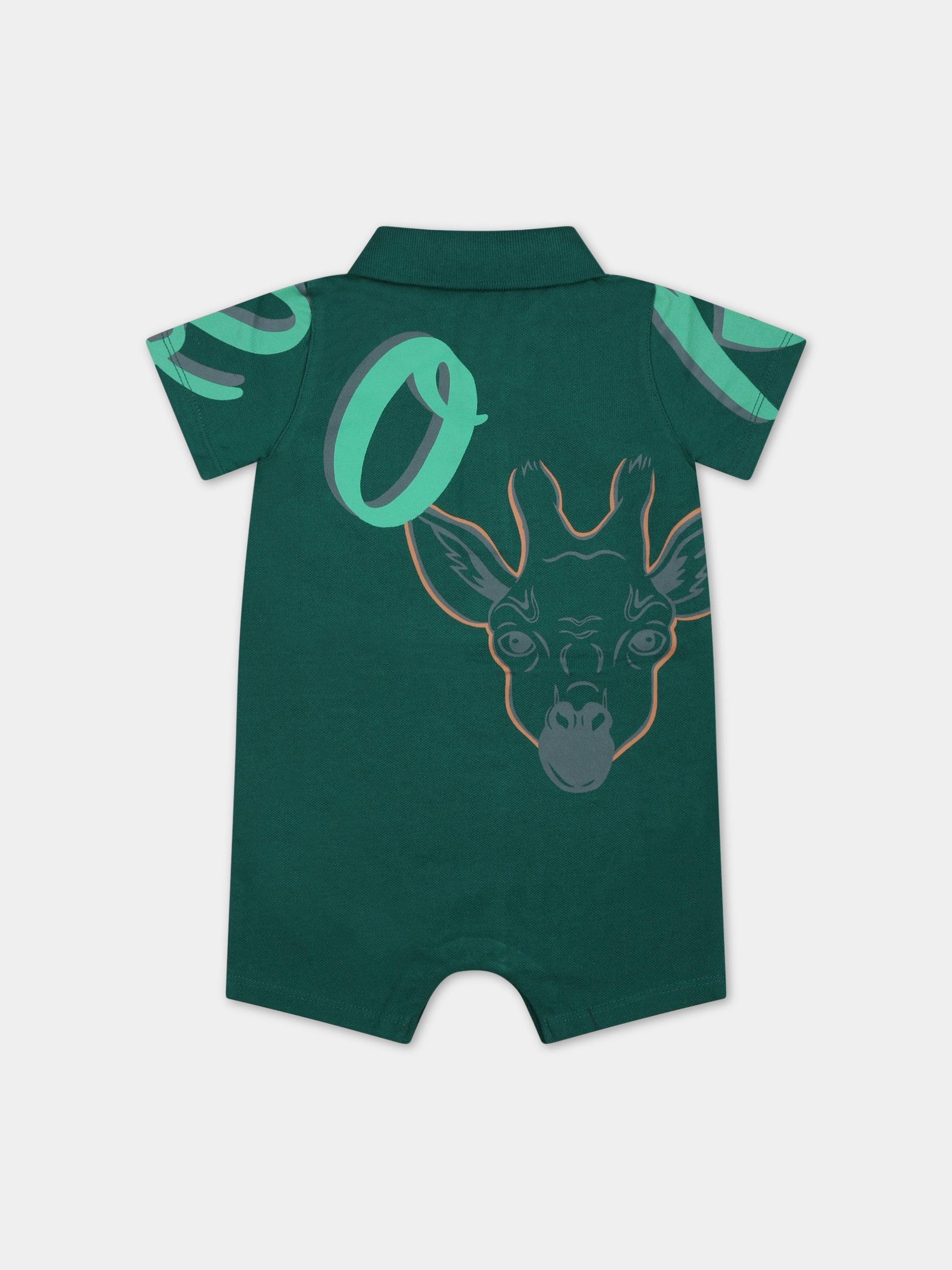 Pagliaccetto verde per neontato con tigre Kotora e logo,Kenzo Kids,K04212 678