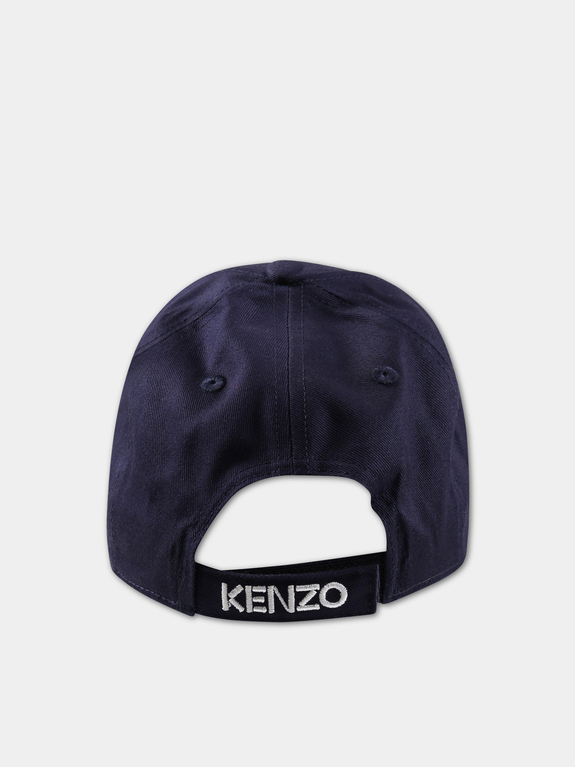 Cappello blu per bambino con tigre e logo,Kenzo Kids,K51028 857