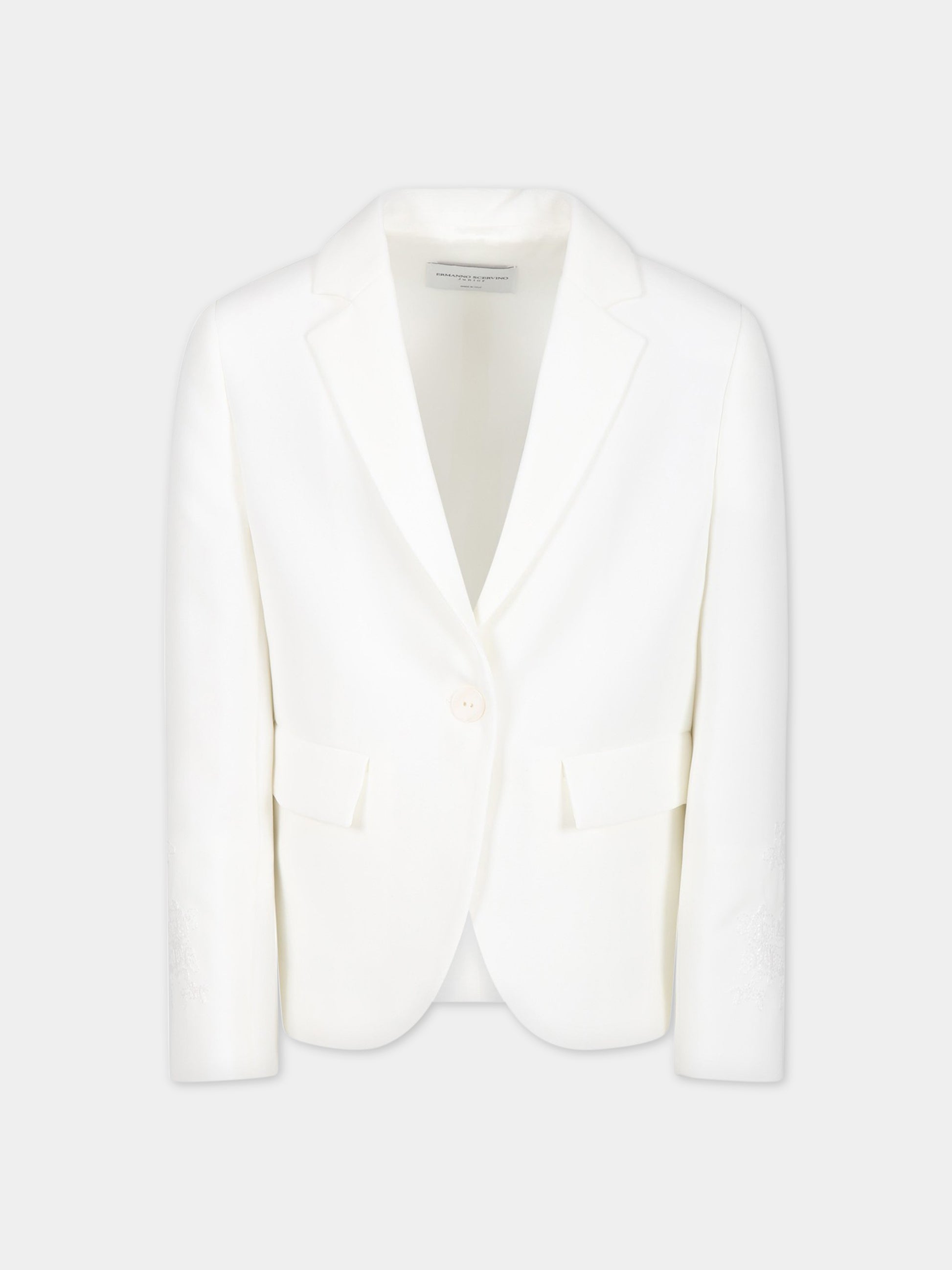 Giacca bianca per bambina con ricami,Ermanno Scervino Junior,SFGC008 GA39 0005