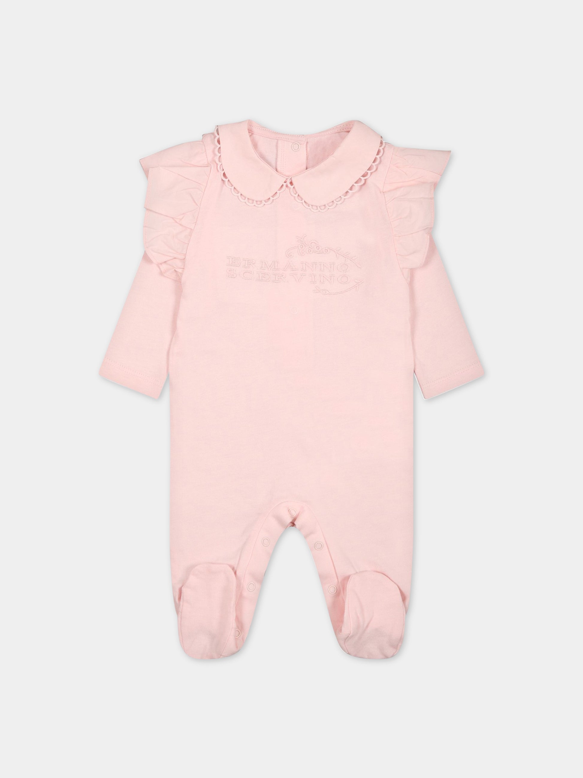 Tutina rosaa per neonata con logo,Ermanno Scervino Junior,SNTU003C JE199 C001