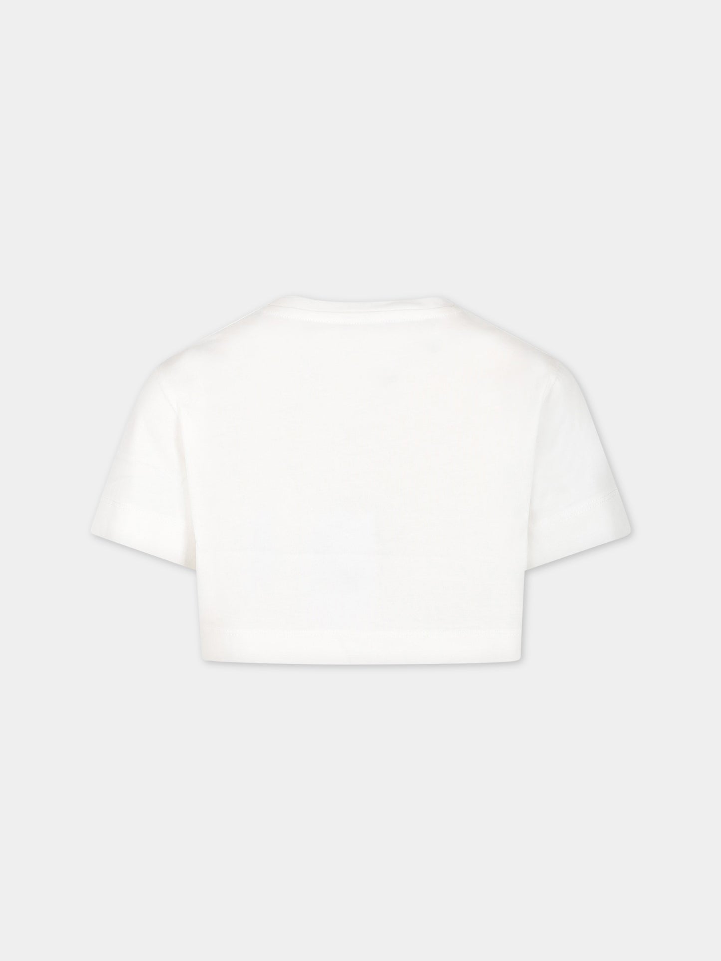 T-shirt bianca per bambina con logo,Ermanno Scervino Junior,SFTS063C JE200 0005