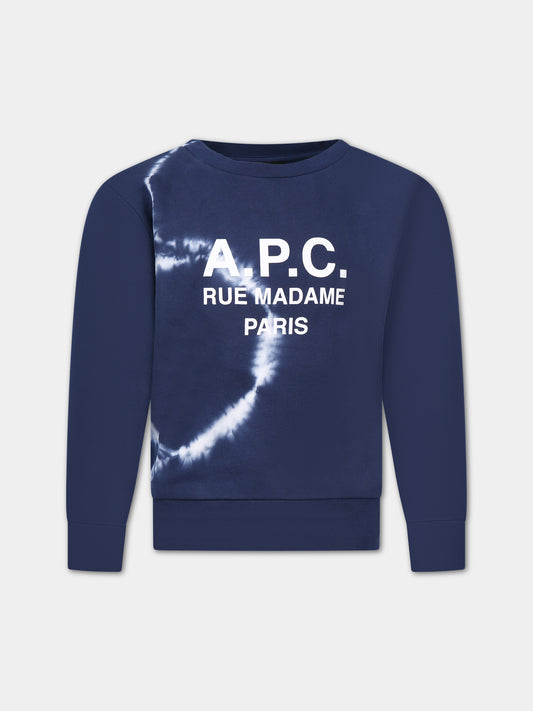 Felpa blu per bambini con logo,A.p.c.,COEZD E27806IAI
