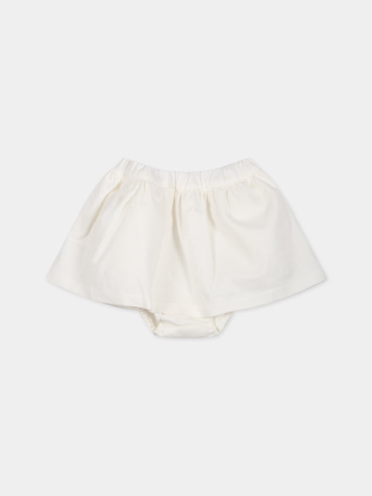 Gonna bianca per neonata con logo,Douuod Kids,DS7001 G0073 101