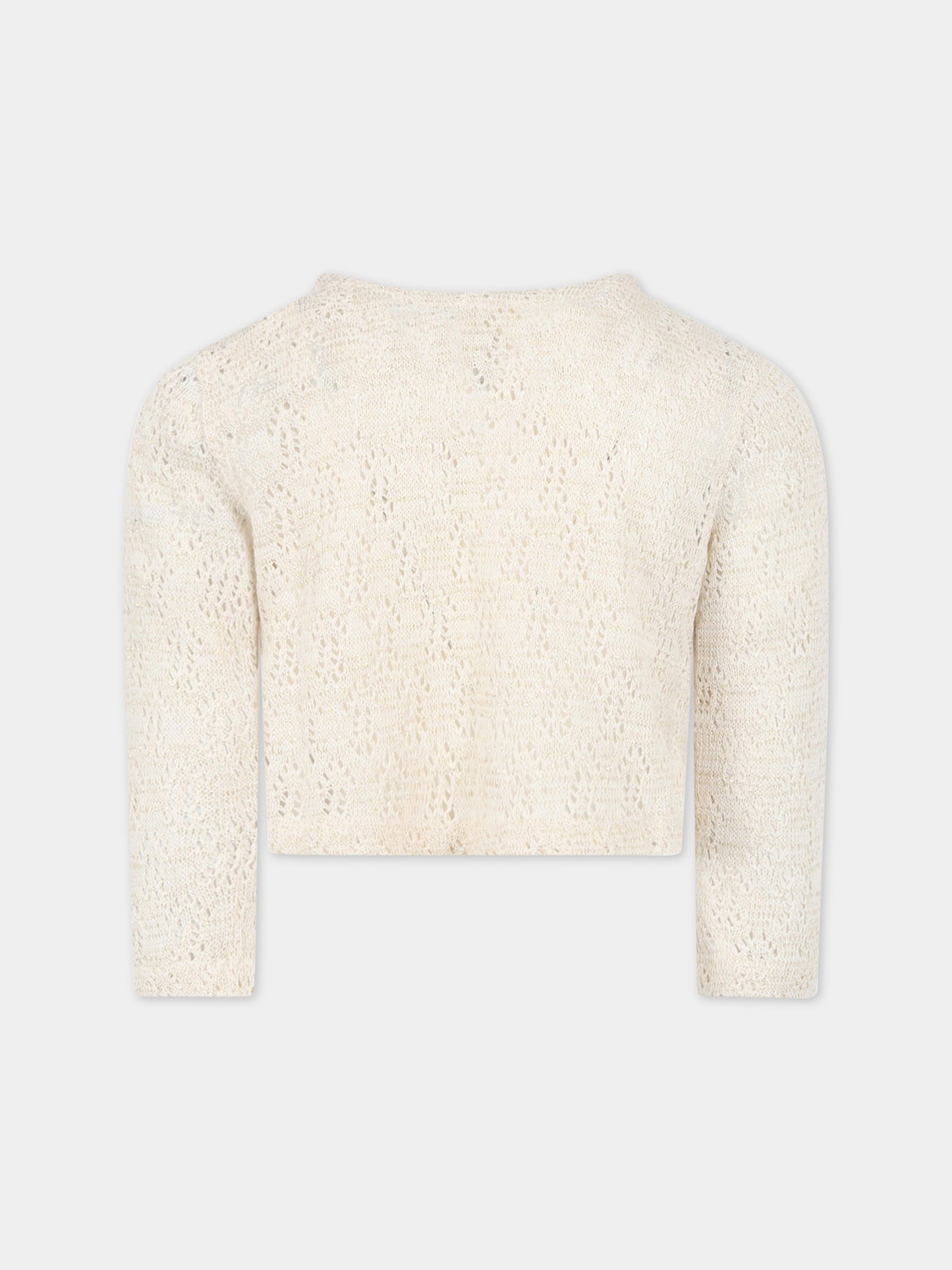 Cardigan avorio per bambina con dettagli in lurex,Caffe' D'orzo,ZS9A20 Q0009 106