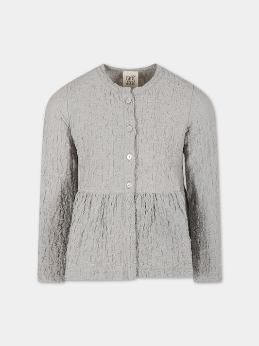 Camicia grigia per bambina con rouches,Caffe' D'orzo,ZS4A10 J0271 900