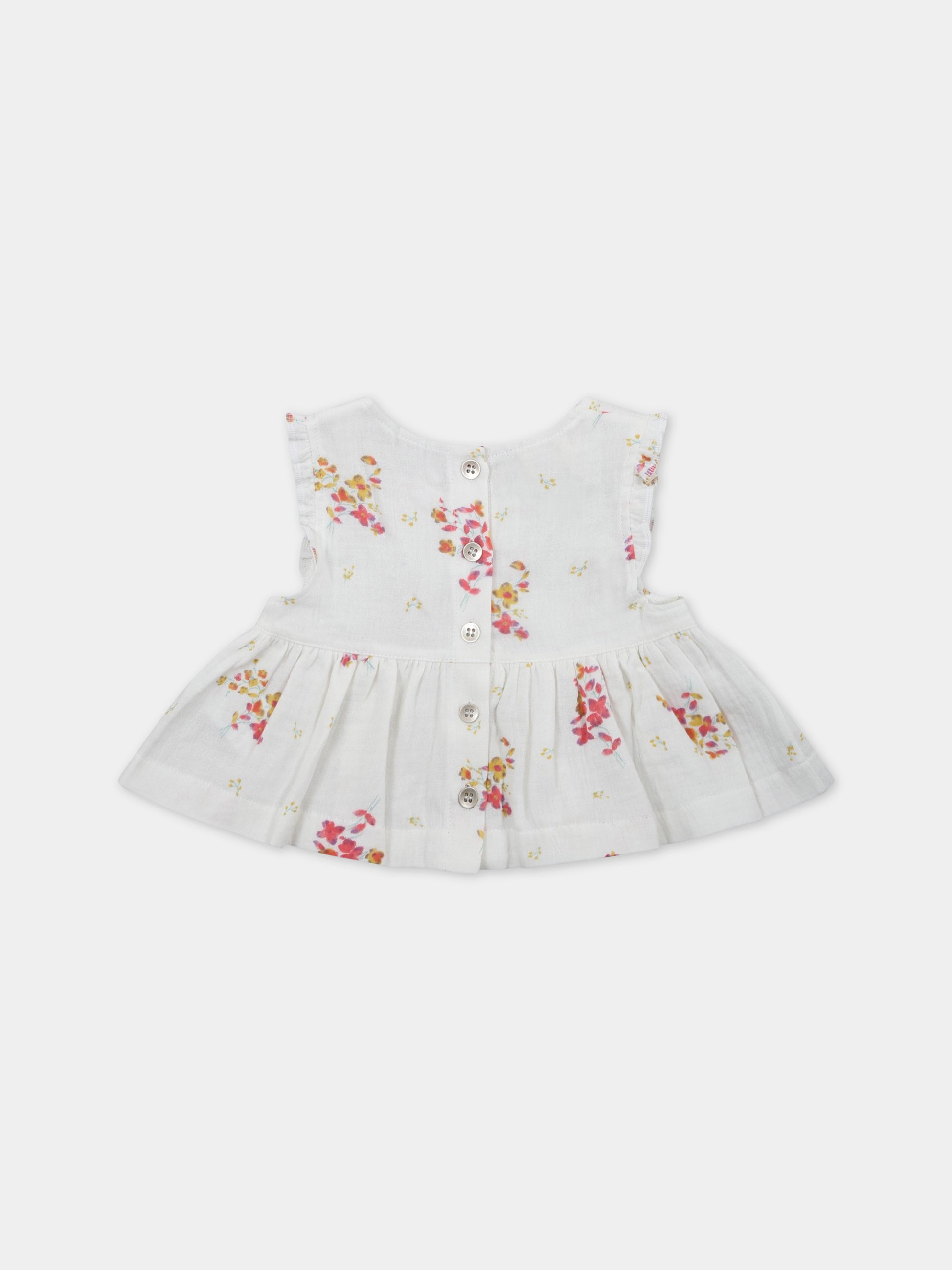 Camicia bianca per bambina con fiori,Caffe' D'orzo,ZS5002 K0128 101RS