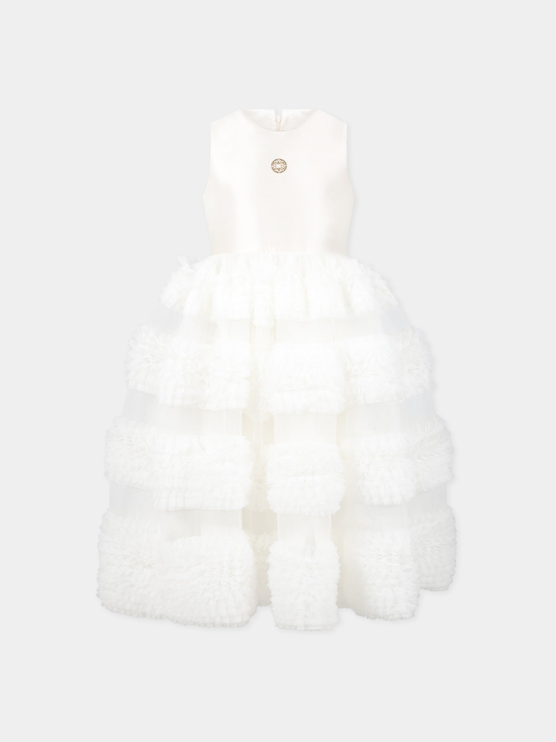 Vestito bianco per bambina con logo,Elie Saab,LS1A82 T0047 100