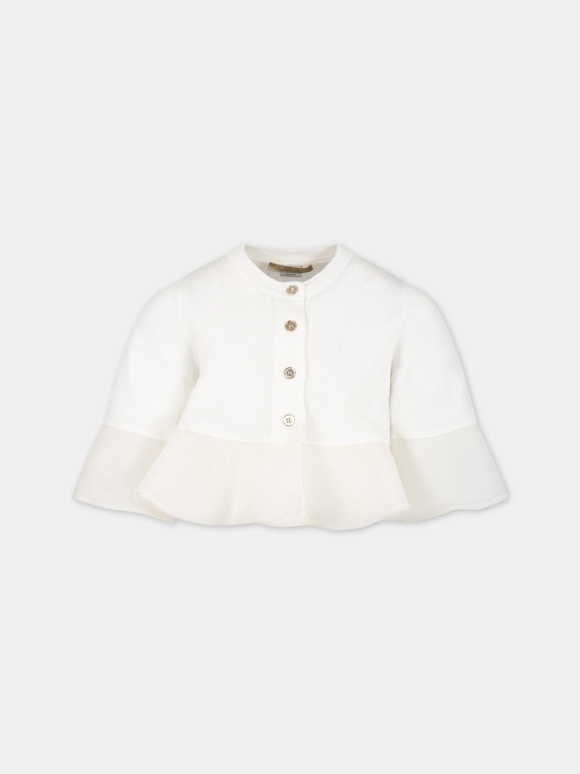 Cardigan bianco per bambina,Elie Saab,LS9A00 X0019 101