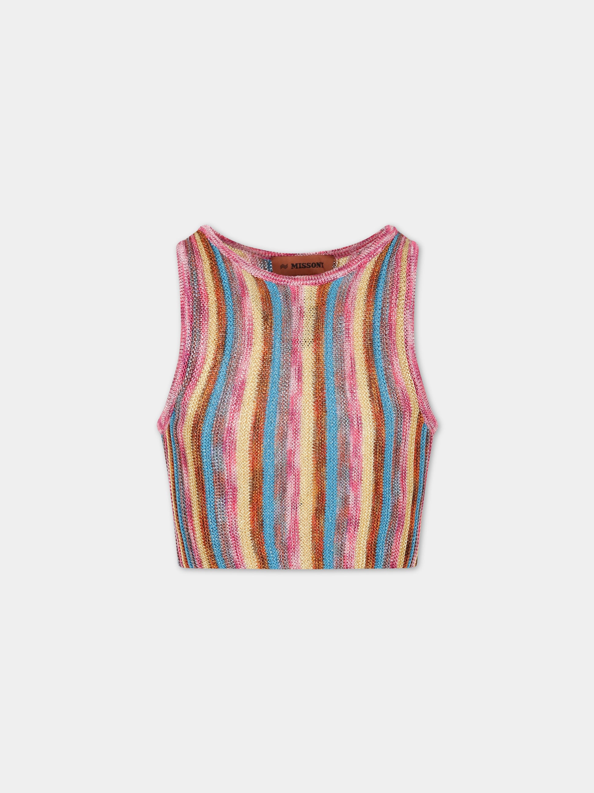 T-shirt multicolor per bambina con logo,Missoni,MS9A72 X0097 999
