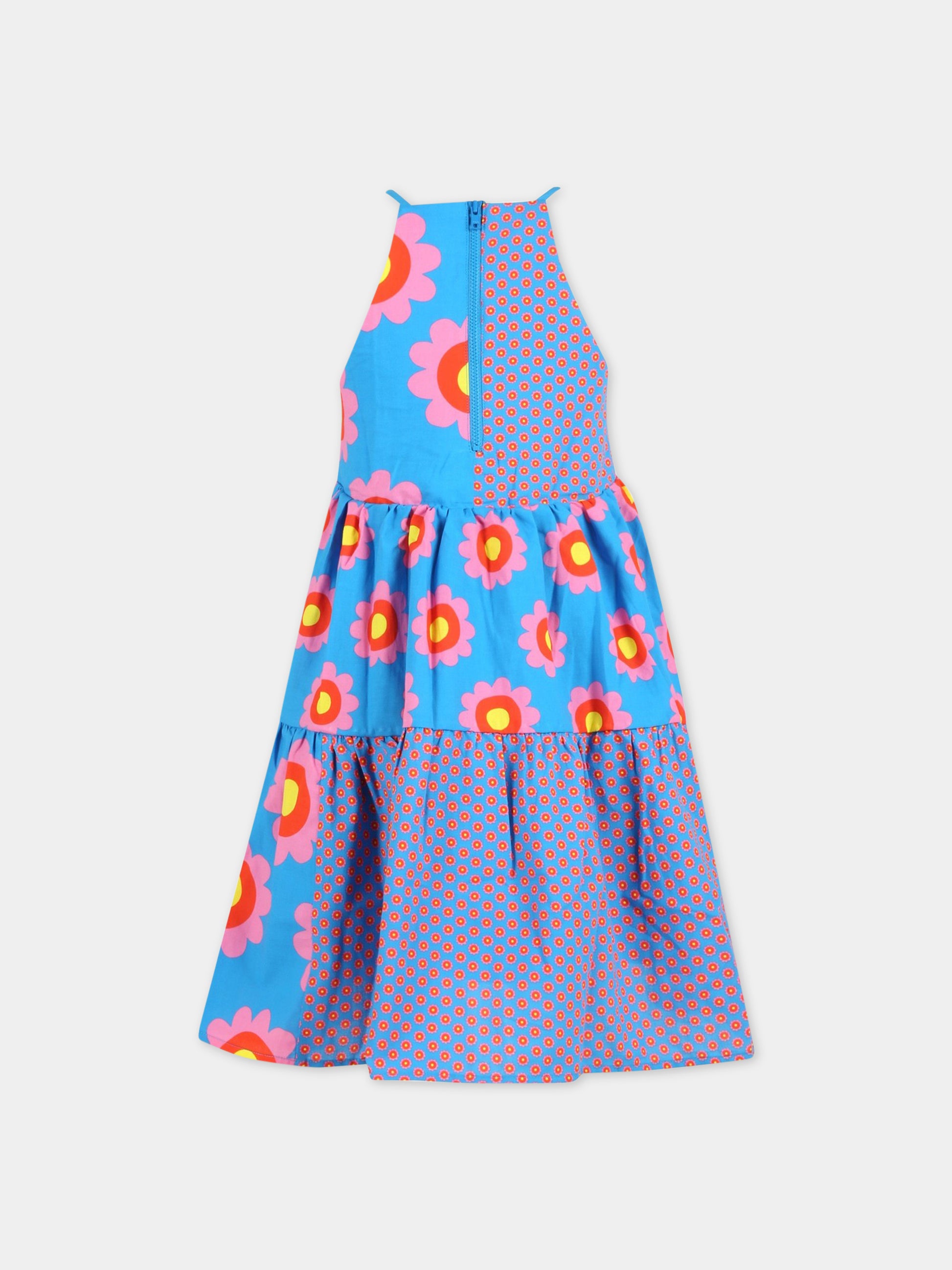 Vestito azzurro per bambina con fiori,Stella Mccartney Kids,TS1C42 Z0919 610MC