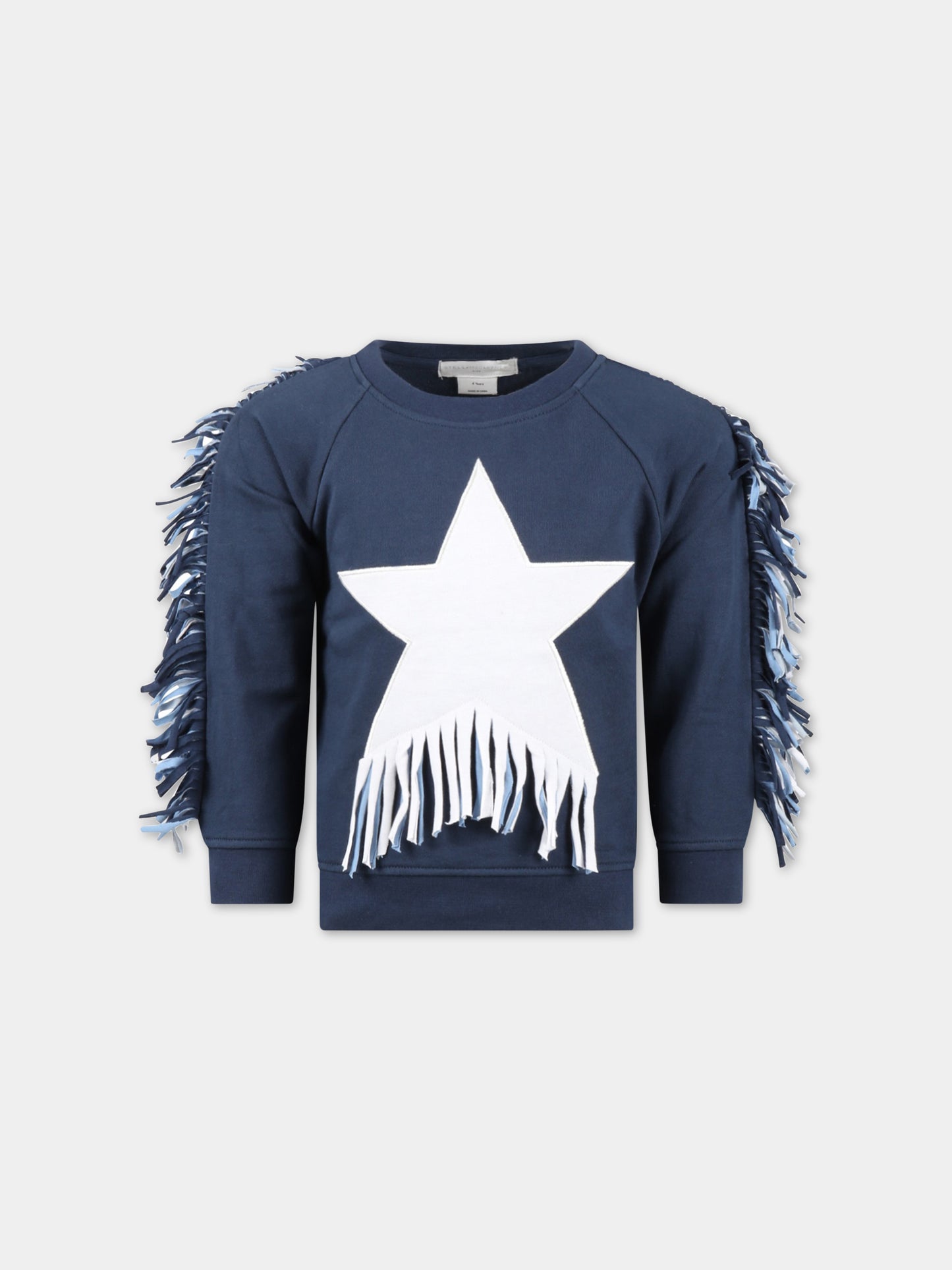 Felpa blu per bambina con stella,Stella Mccartney Kids,TS4C10 Z0499 620