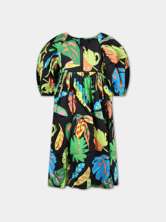 Vestito nero per bambina con foglie,Stella Mccartney Kids,TS1D11 Z0889 930MC
