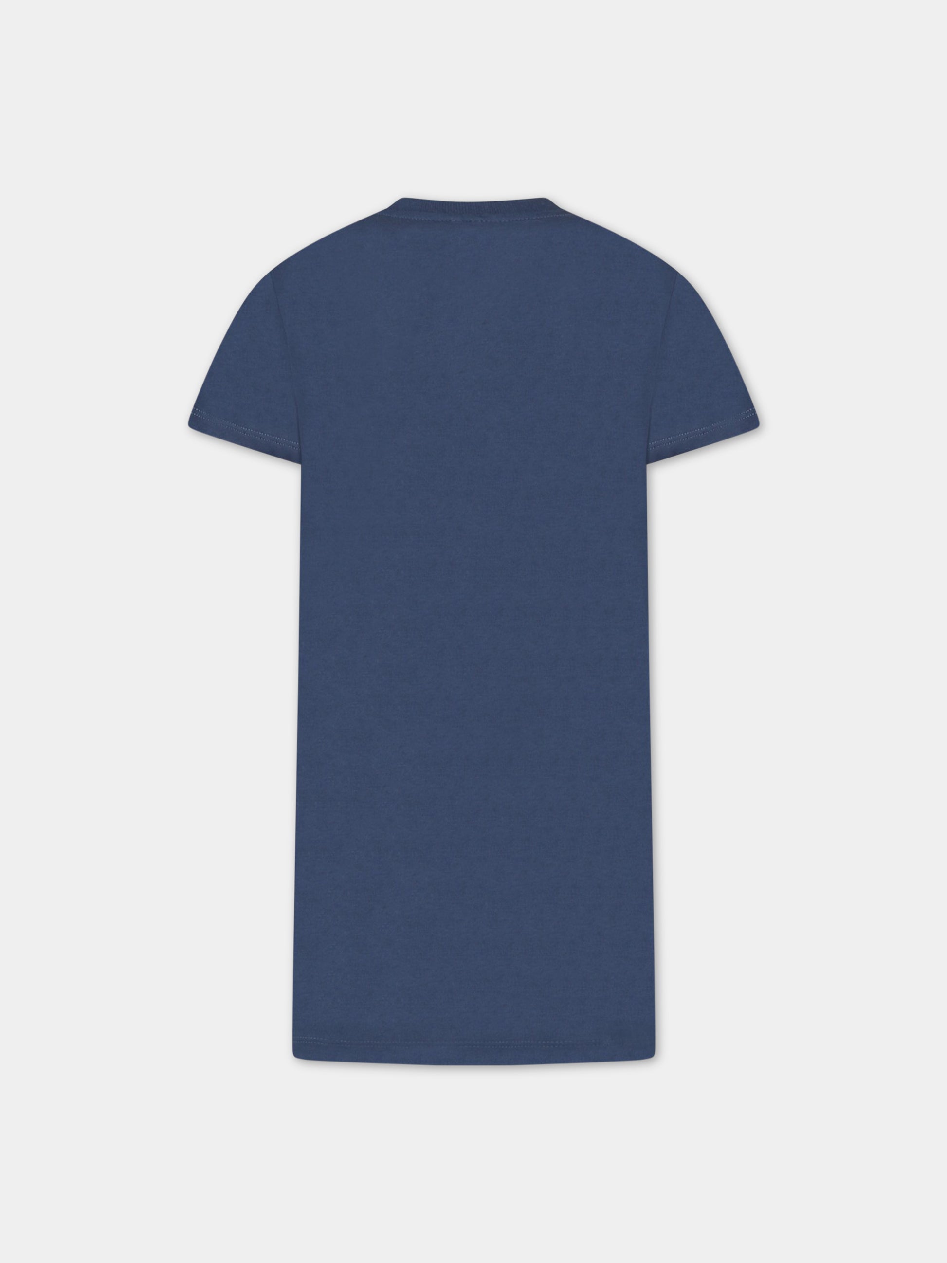 Vestito blu per bambina con stella bianca,Stella Mccartney Kids,TS1E01 Z0434 620